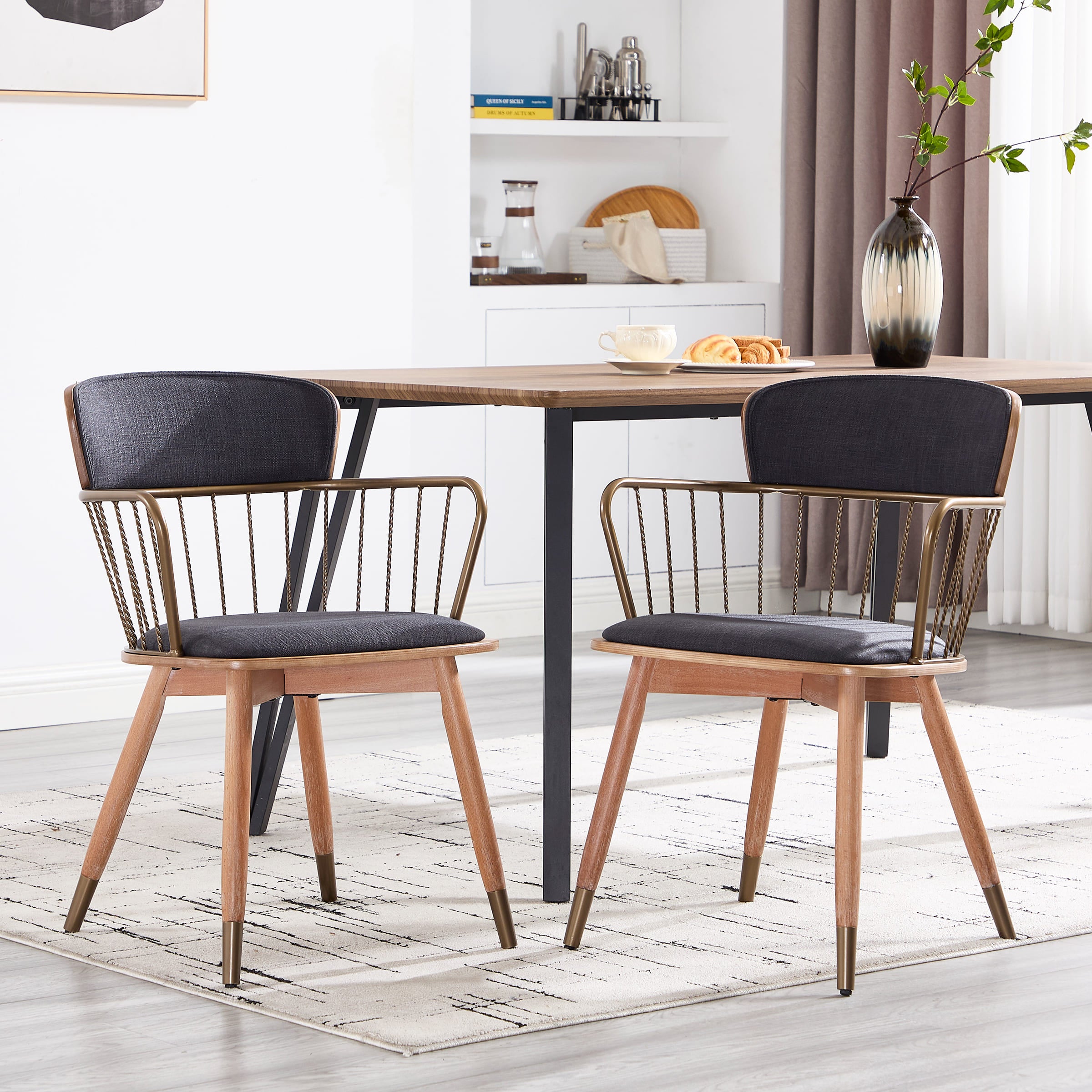 Janoray Linen Upholstered Dining Chairs Set of 2 - 6194DC