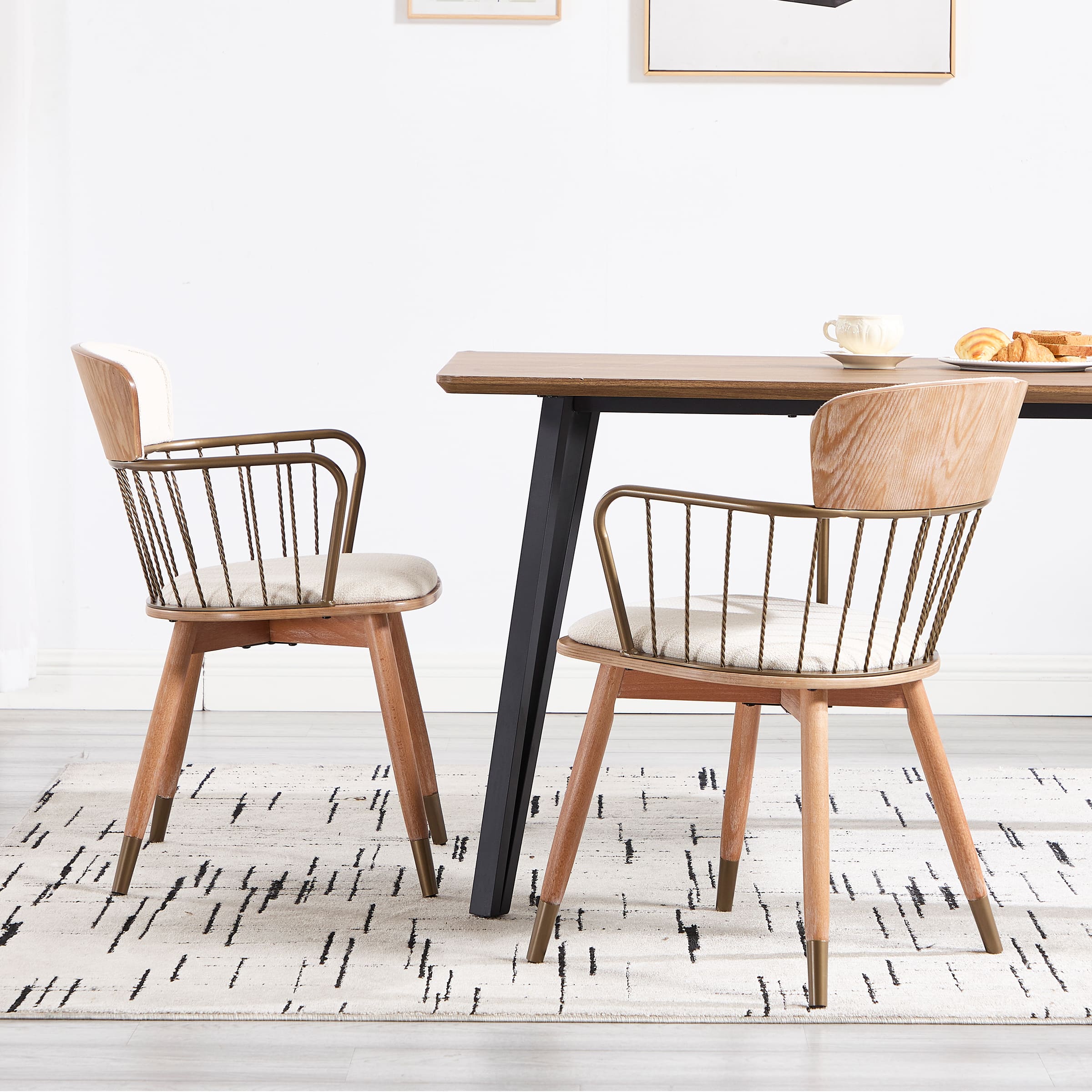 Janoray Linen Upholstered Dining Chairs Set of 2 - 6194DC
