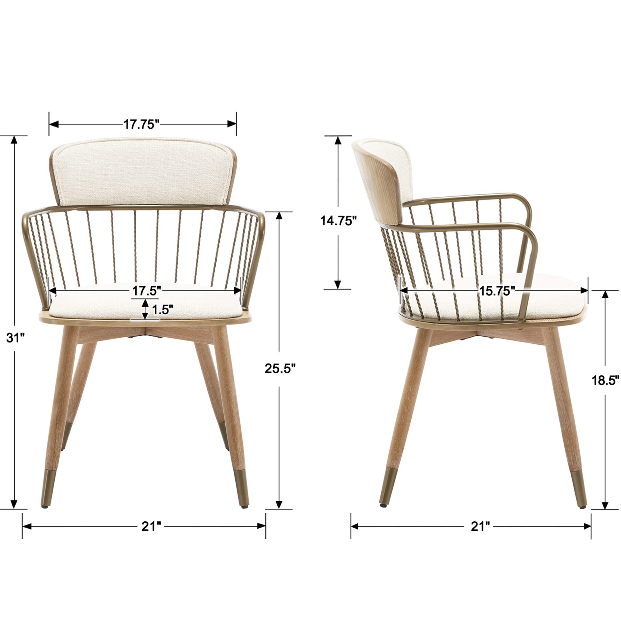 Janoray Linen Upholstered Dining Chairs Set of 2 - 6194DC