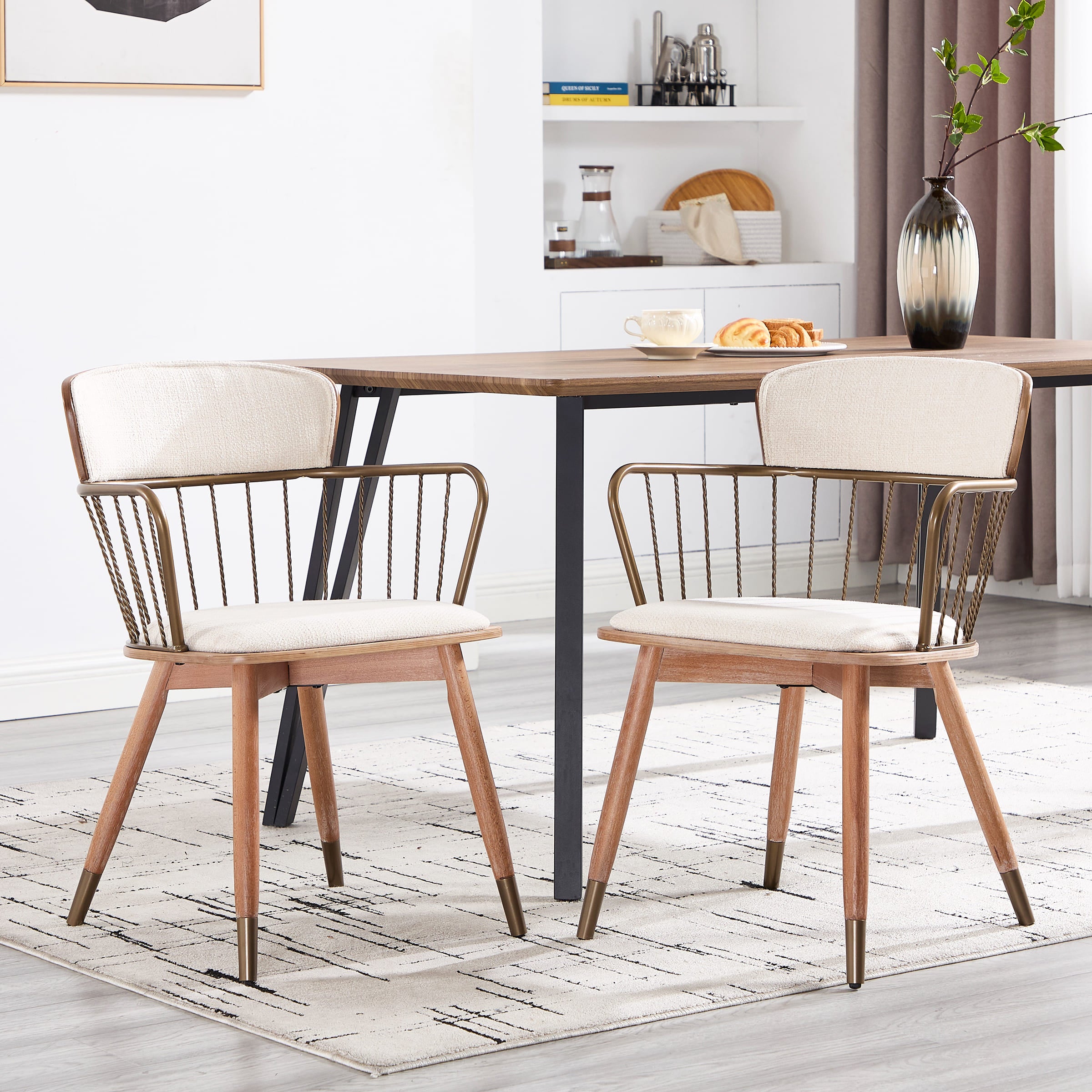 Janoray Linen Upholstered Dining Chairs Set of 2 - 6194DC