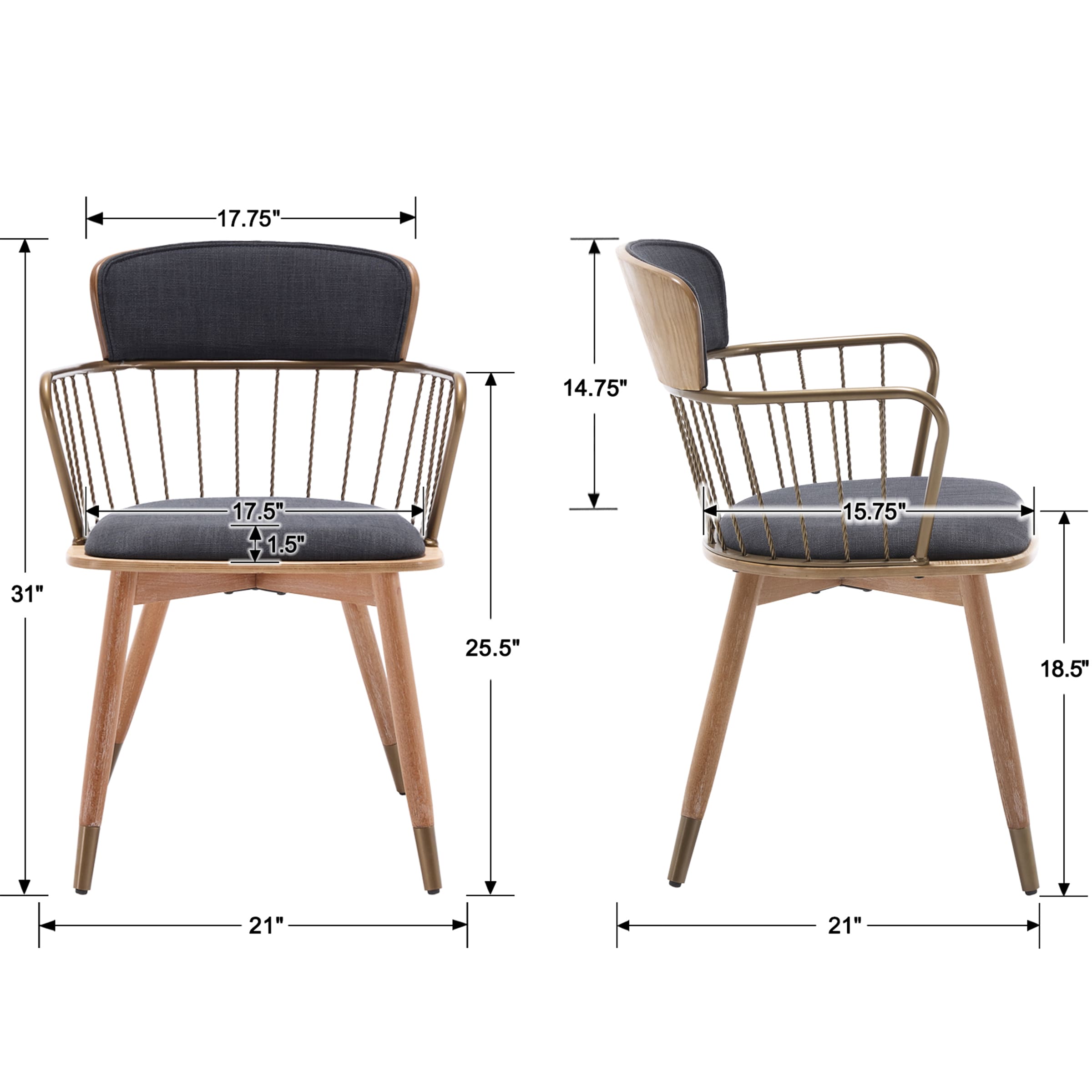 Janoray Linen Upholstered Dining Chairs Set of 2 - 6194DC