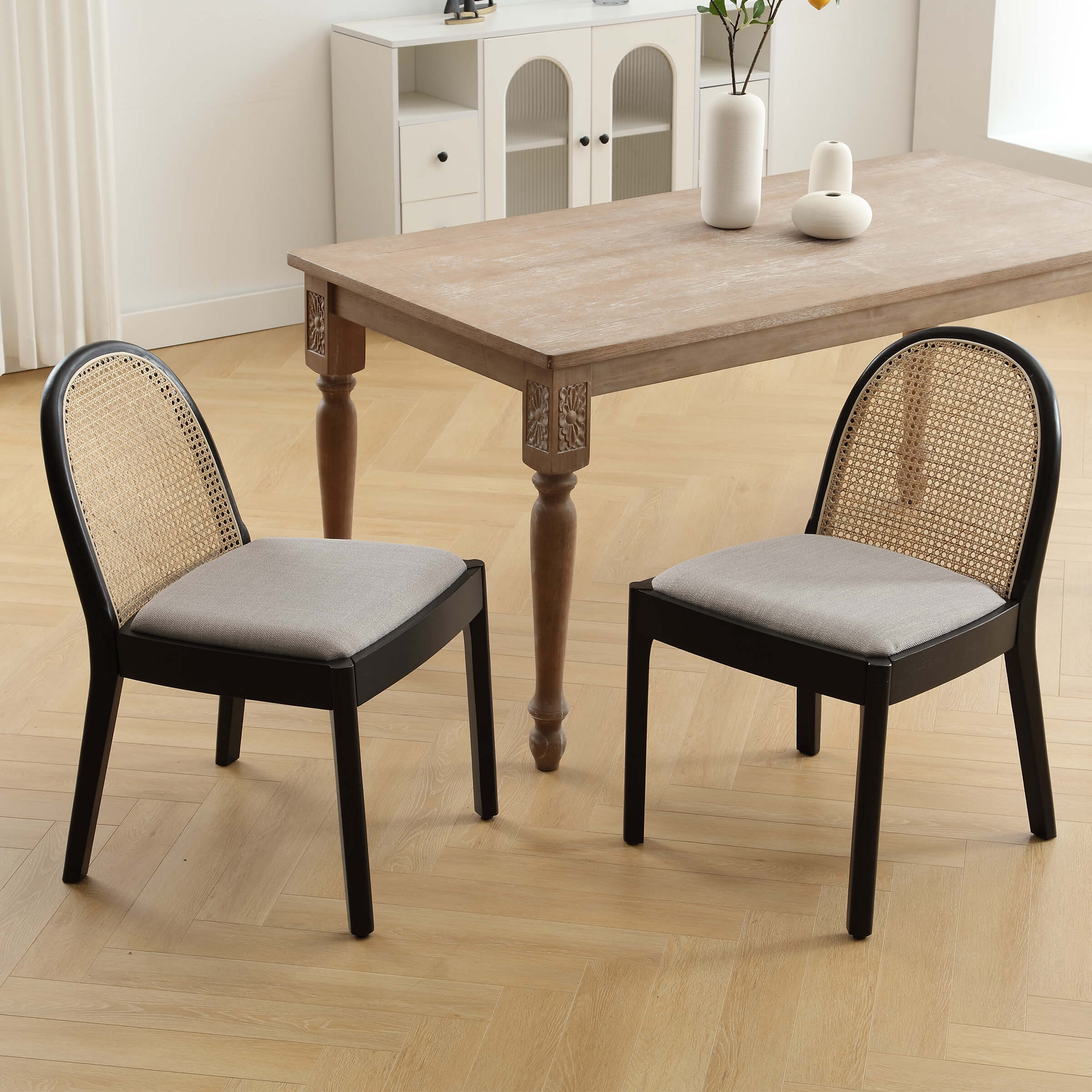 Janoray Mid Century Rattan Dining Chairs Set of 2 - 1866DC