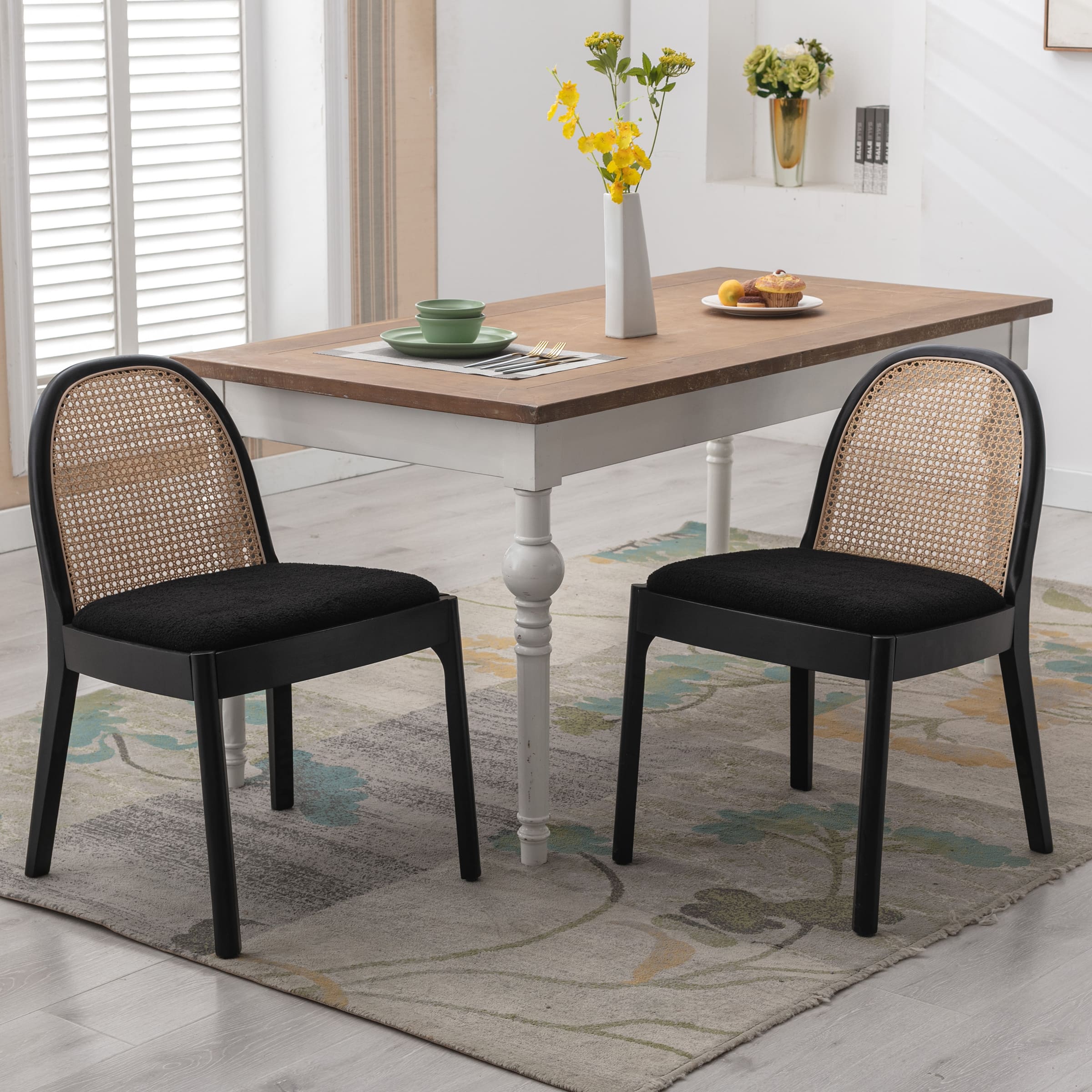 Janoray Mid Century Rattan Dining Chairs Set of 2 - 1866DC
