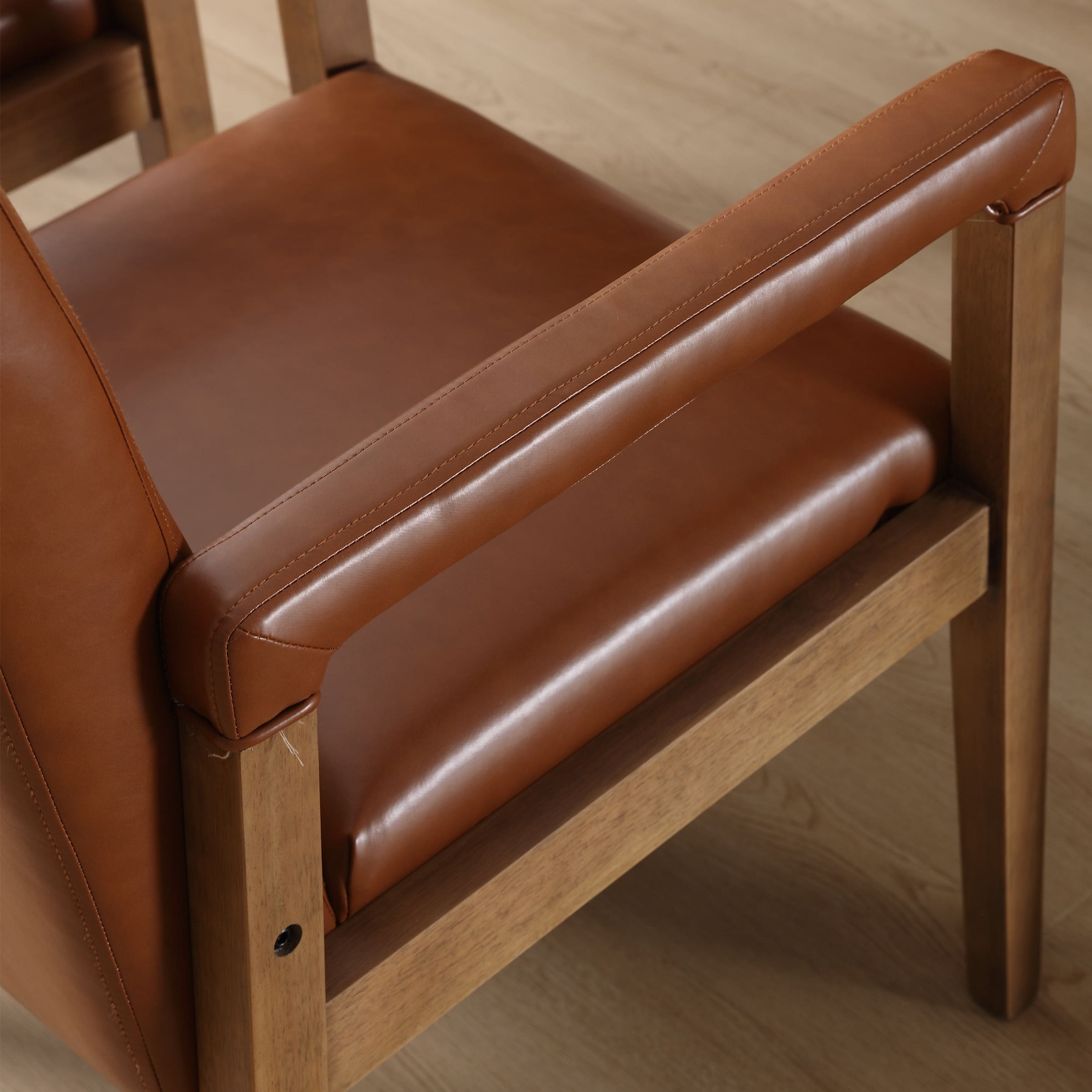 Leather armrest and leg connection