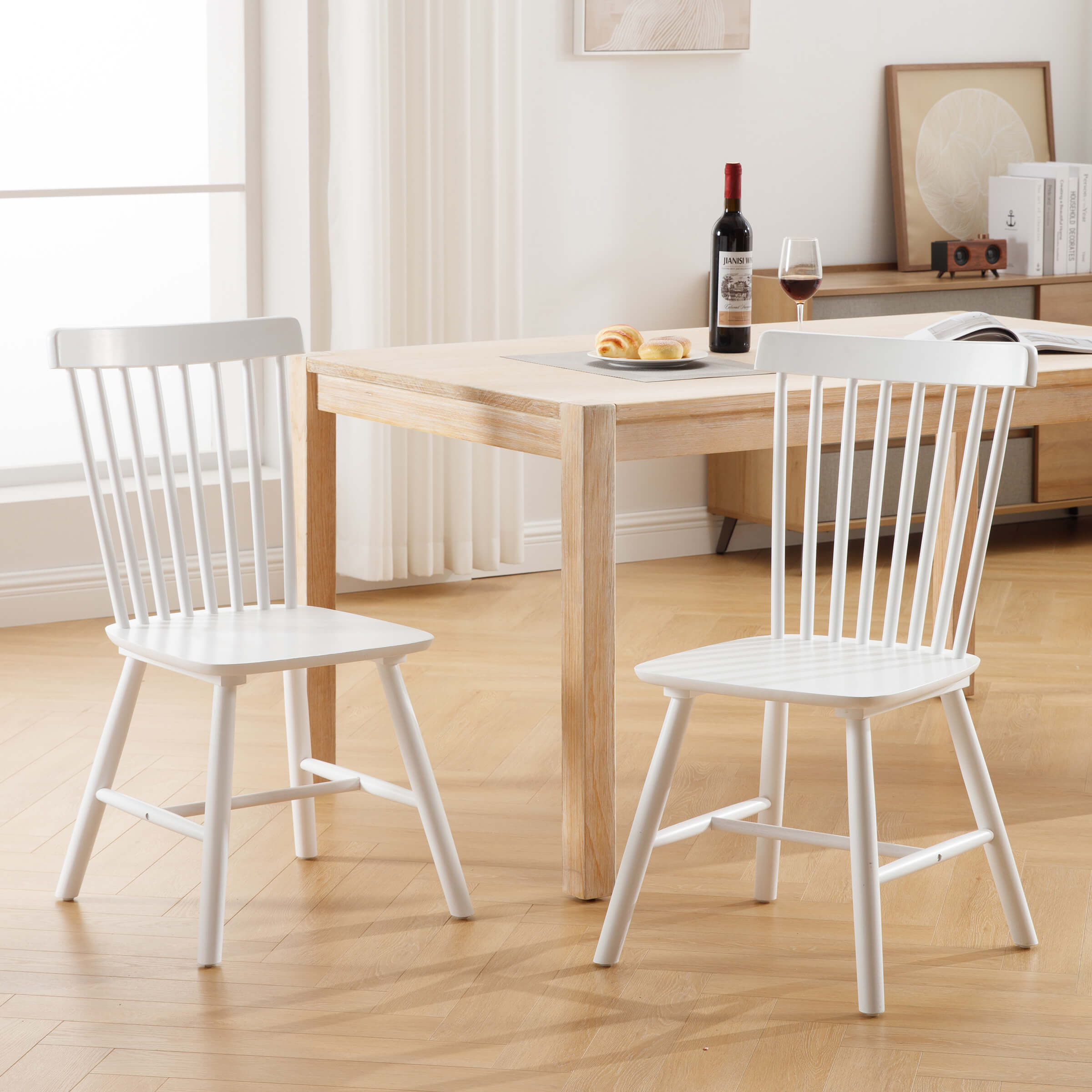 Mid Century Solid Wood Spindle Back Windsor Dining Chairs - DC03DC