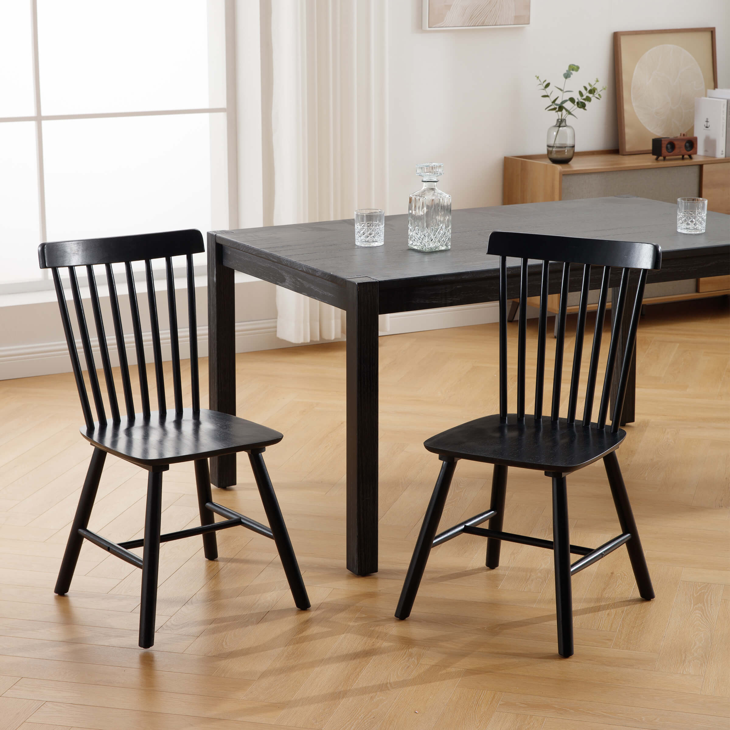 Mid Century Solid Wood Spindle Back Windsor Dining Chairs - DC03DC
