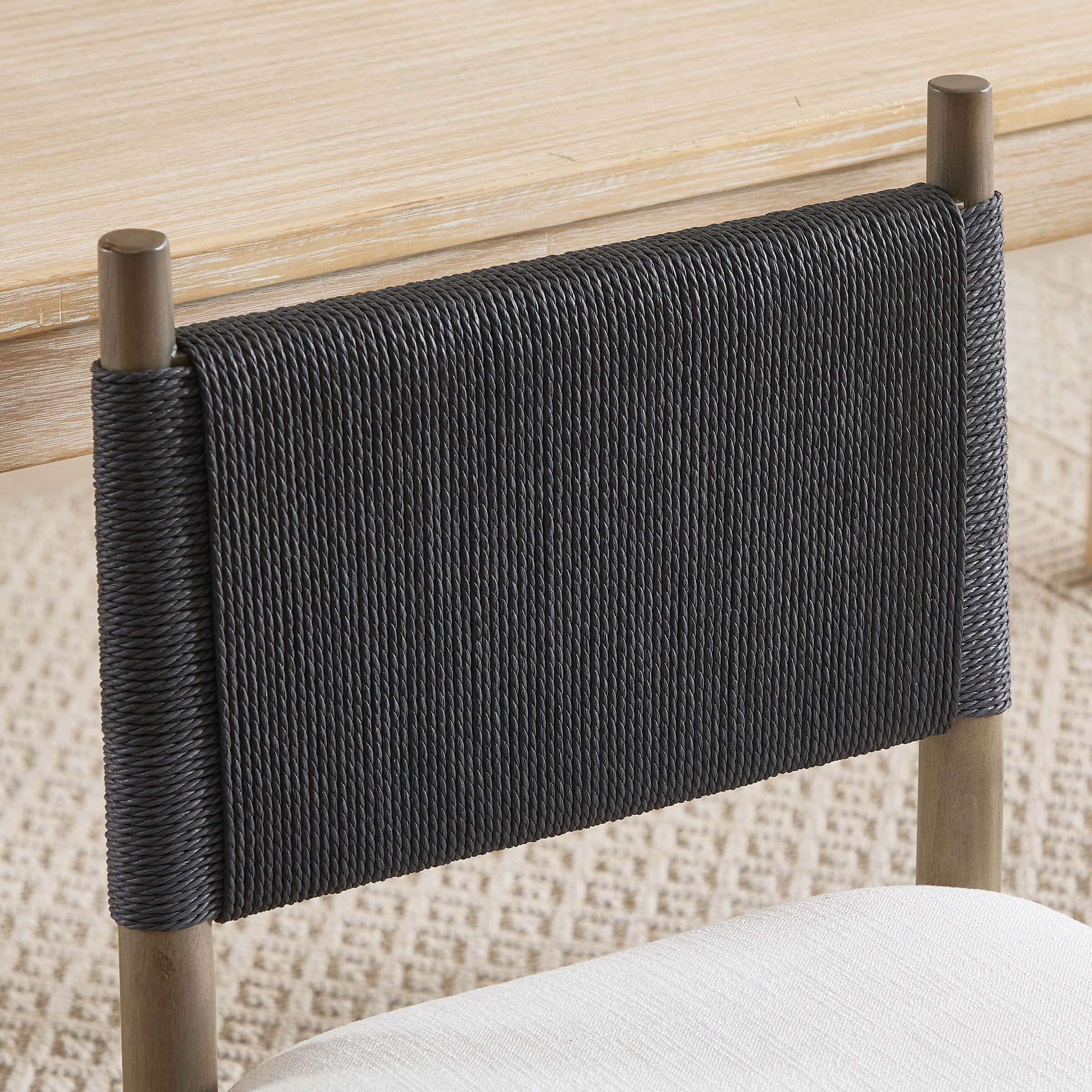 Janoray Rope Woven Back Boho Dining Chairs Set of 2 - 1021DC