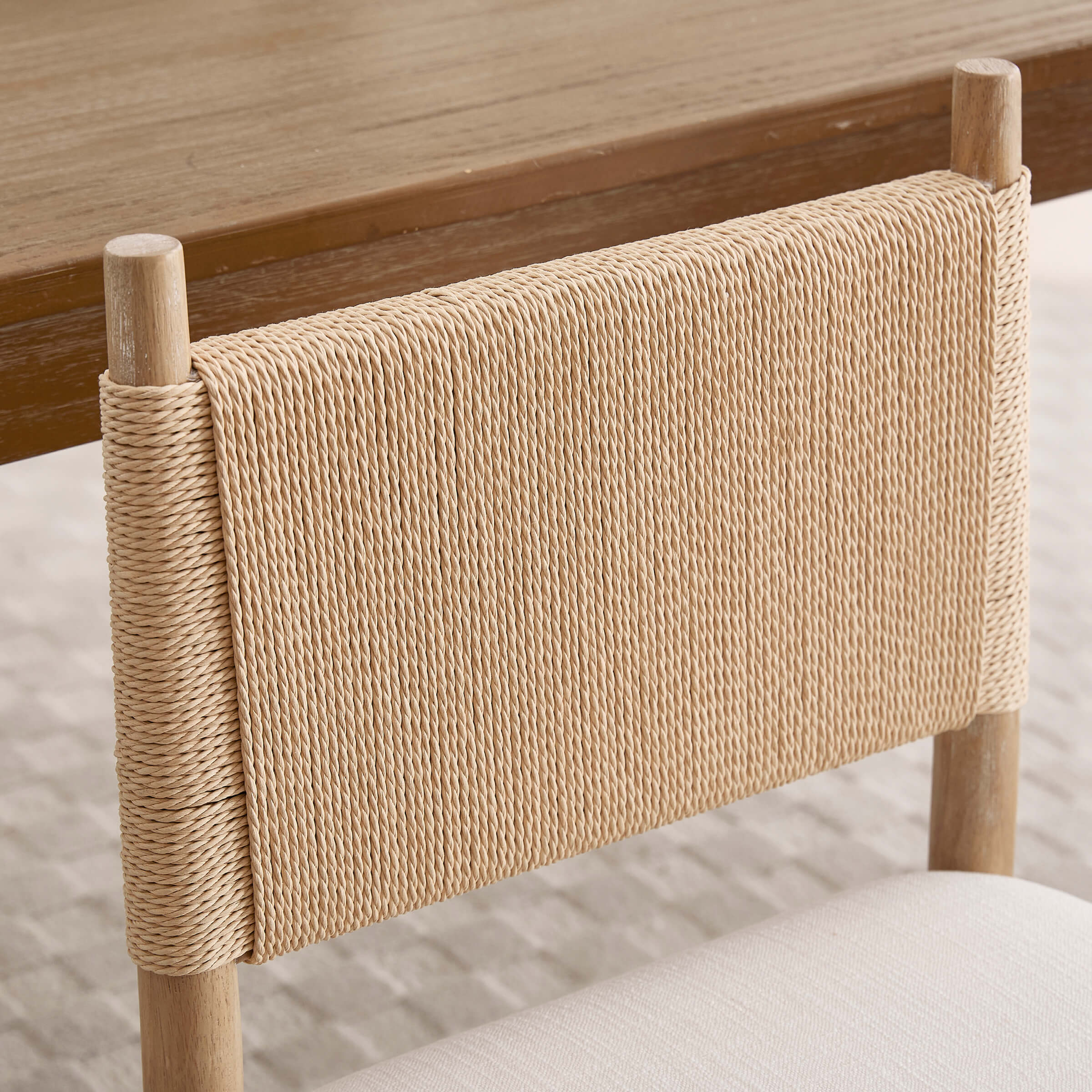 Janoray Rope Woven Back Boho Dining Chairs Set of 2 - 1021DC