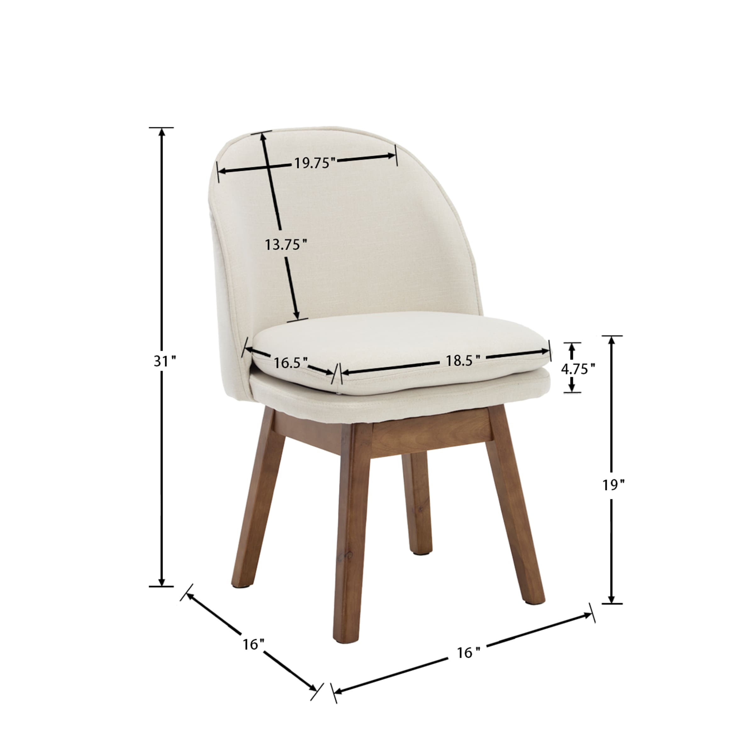 Janoray Swivel Dining Chairs with Beech Wood Legs Set of 2 - 3003DC