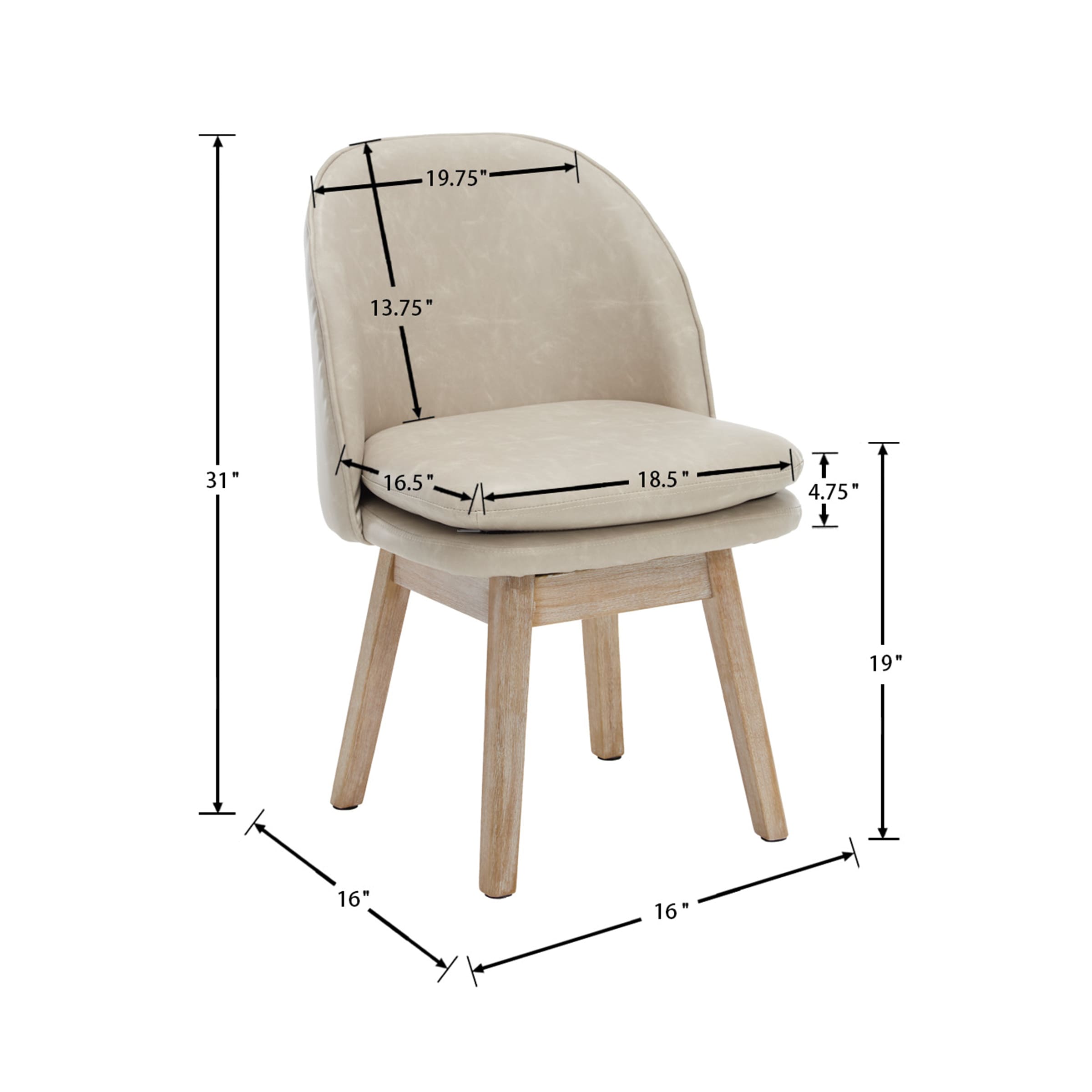 Janoray Swivel Dining Chairs with Beech Wood Legs Set of 2 - 3003DC