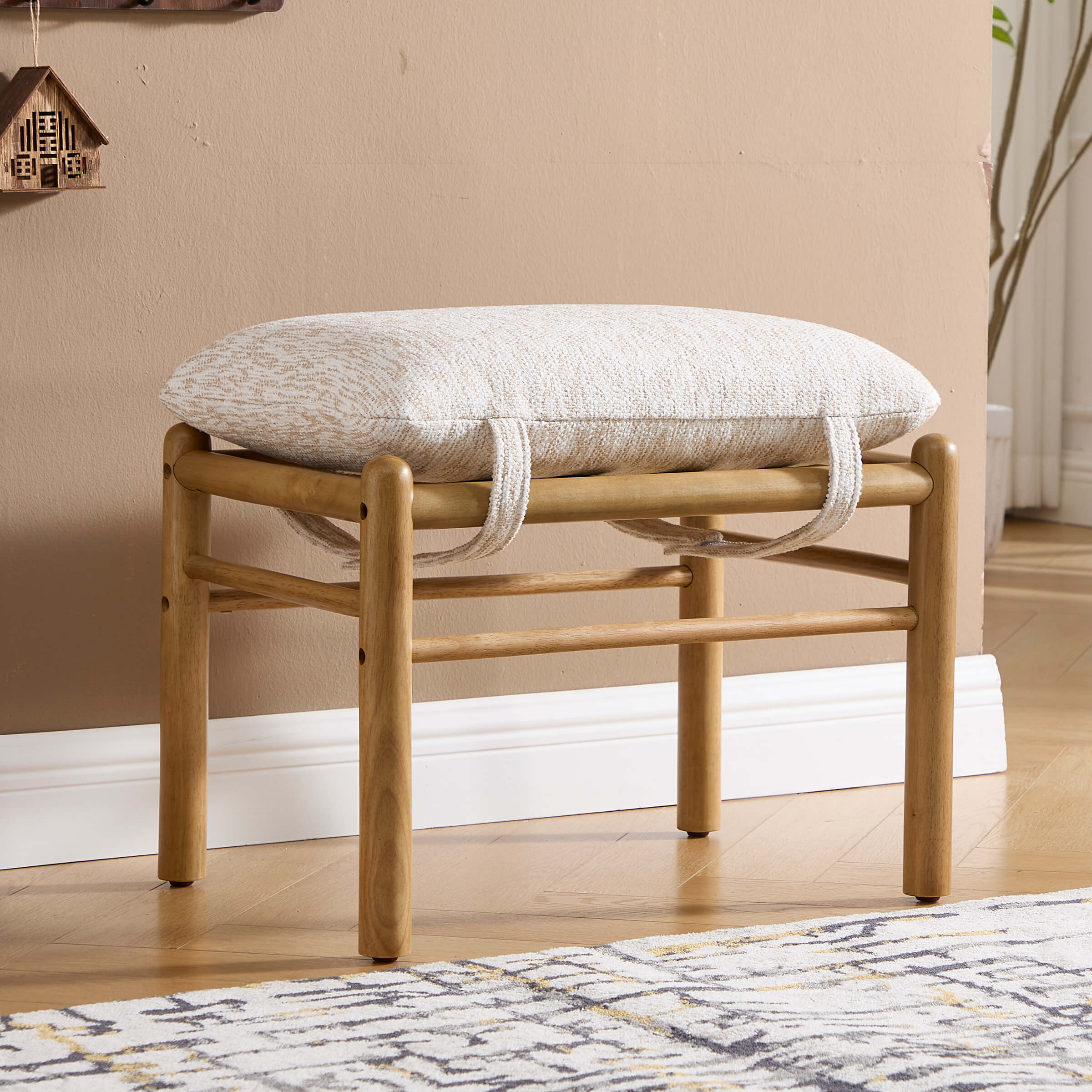 Janoray Wood Footstool Ottoman 1 PCS - 0100OT