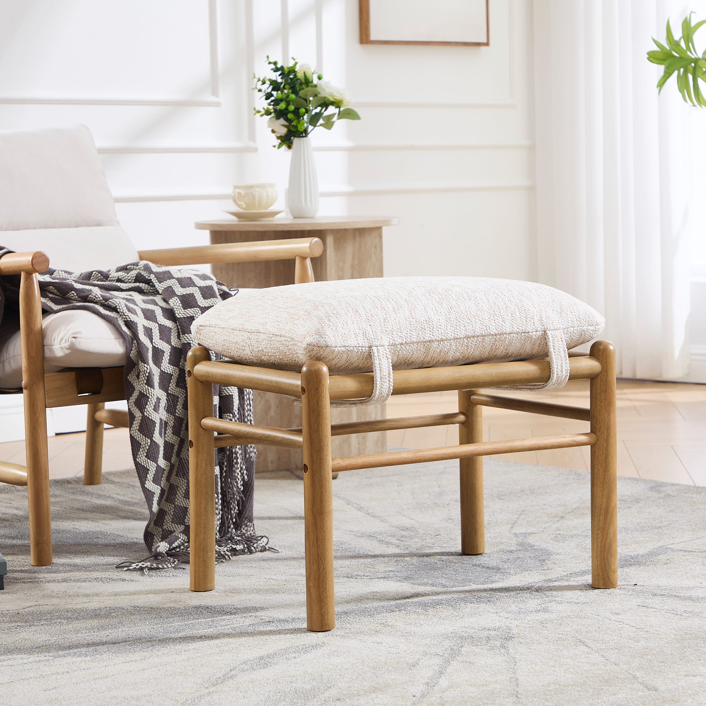 Janoray Wood Footstool Ottoman 1 PCS - 0100OT