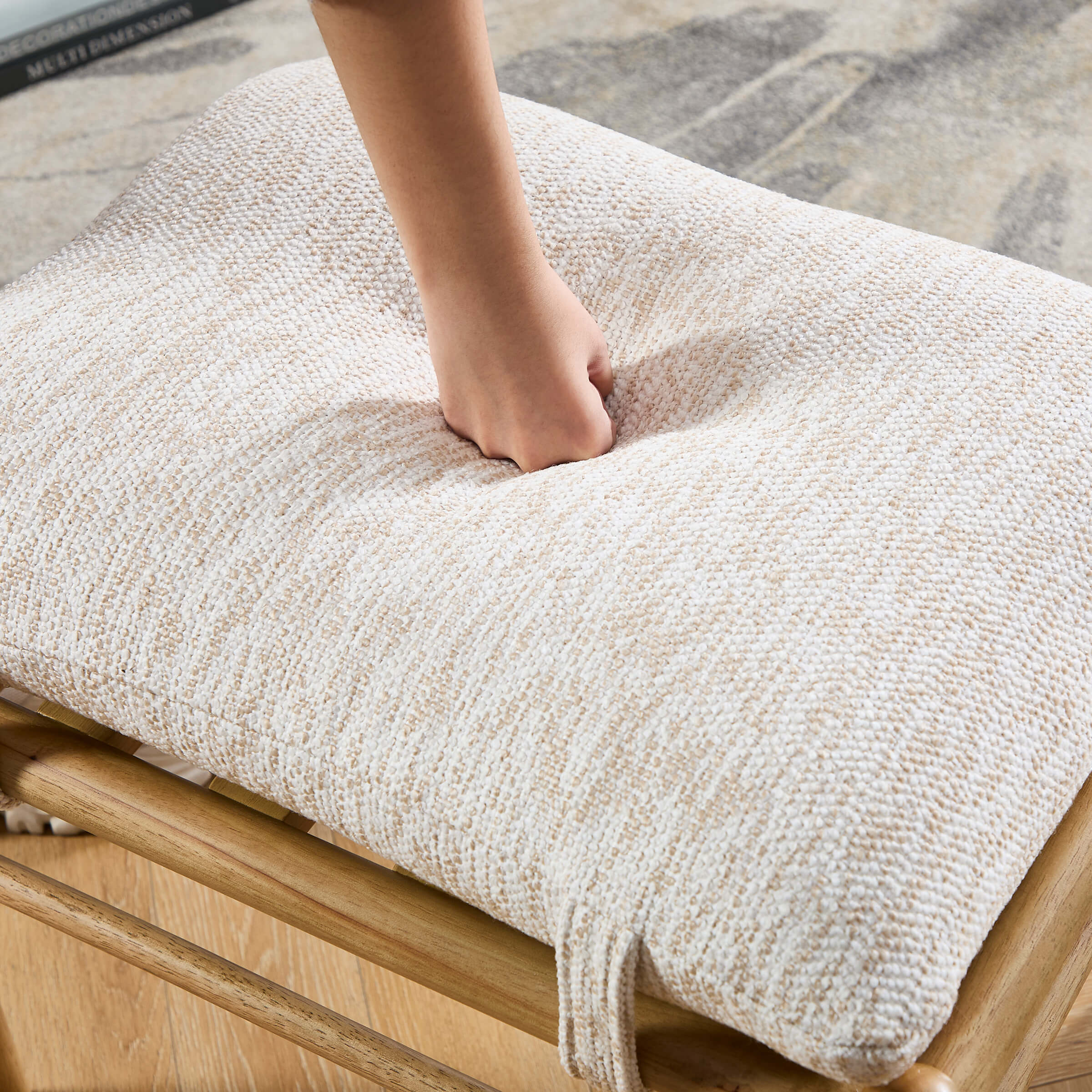 Janoray Wood Footstool Ottoman 1 PCS - 0100OT