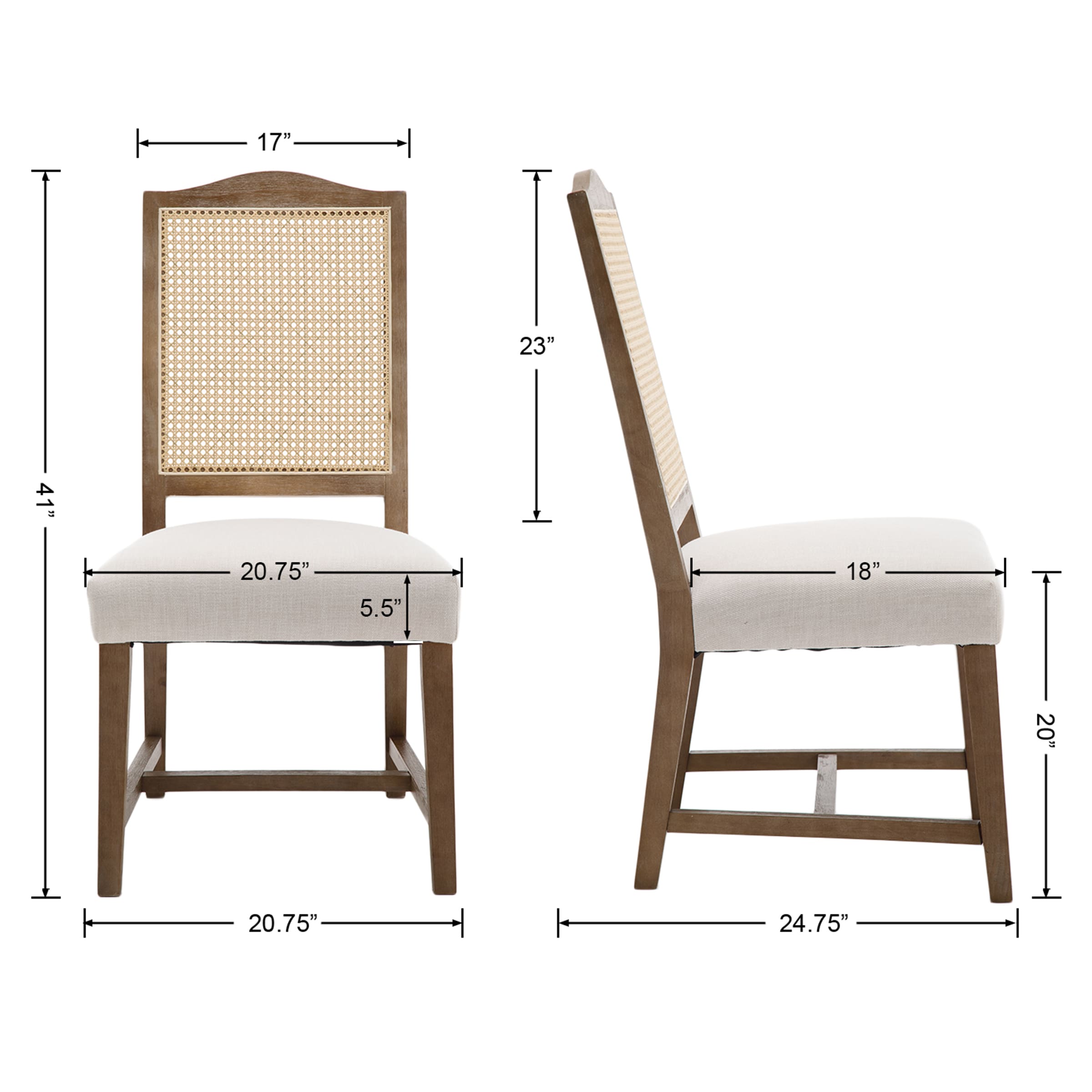 Janoray Wood High Back Dining Chairs Set of 2 - 1845DC & 10036DC