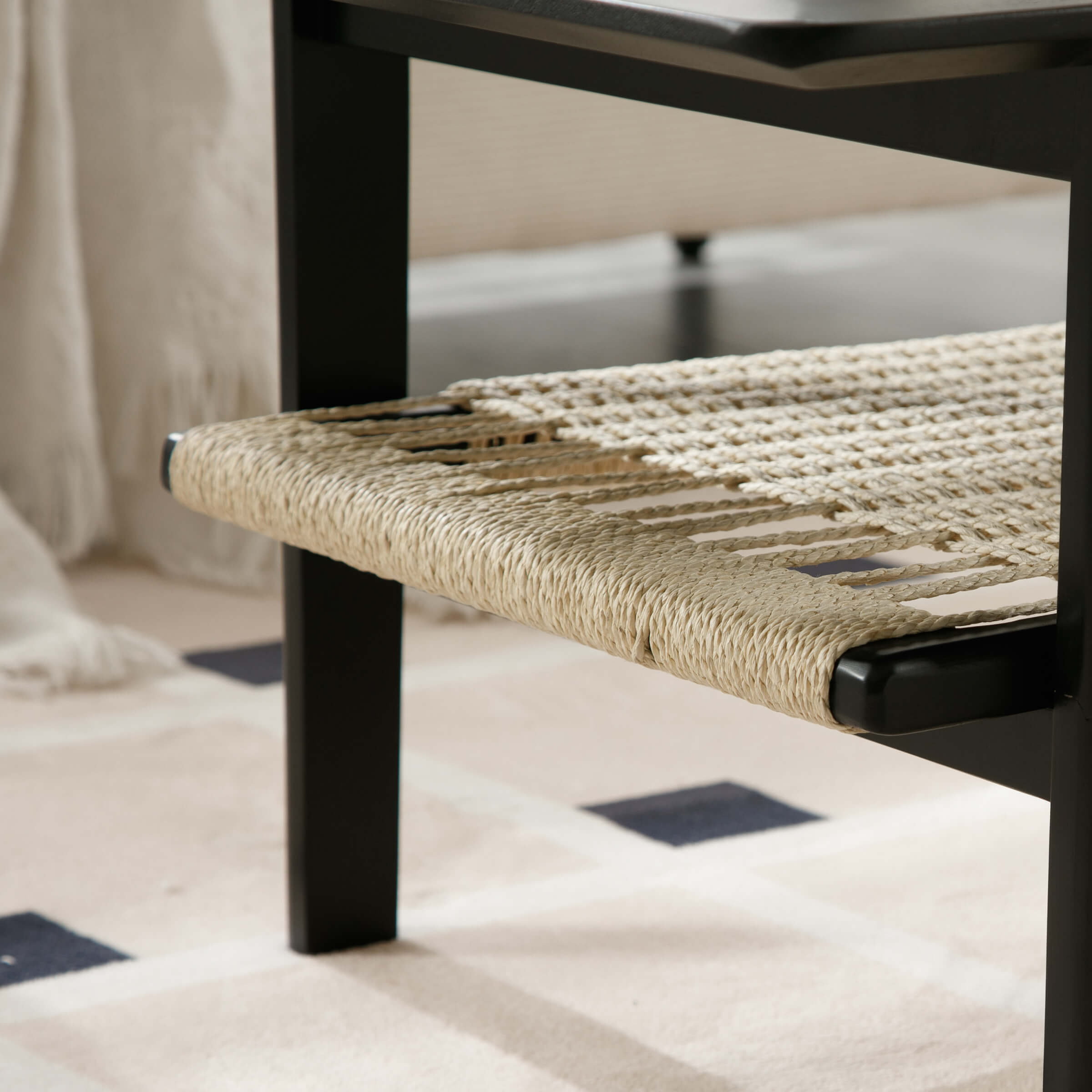 2-Tier Coffee Table with Natural Rattan Storage Shelf - 21793CT
