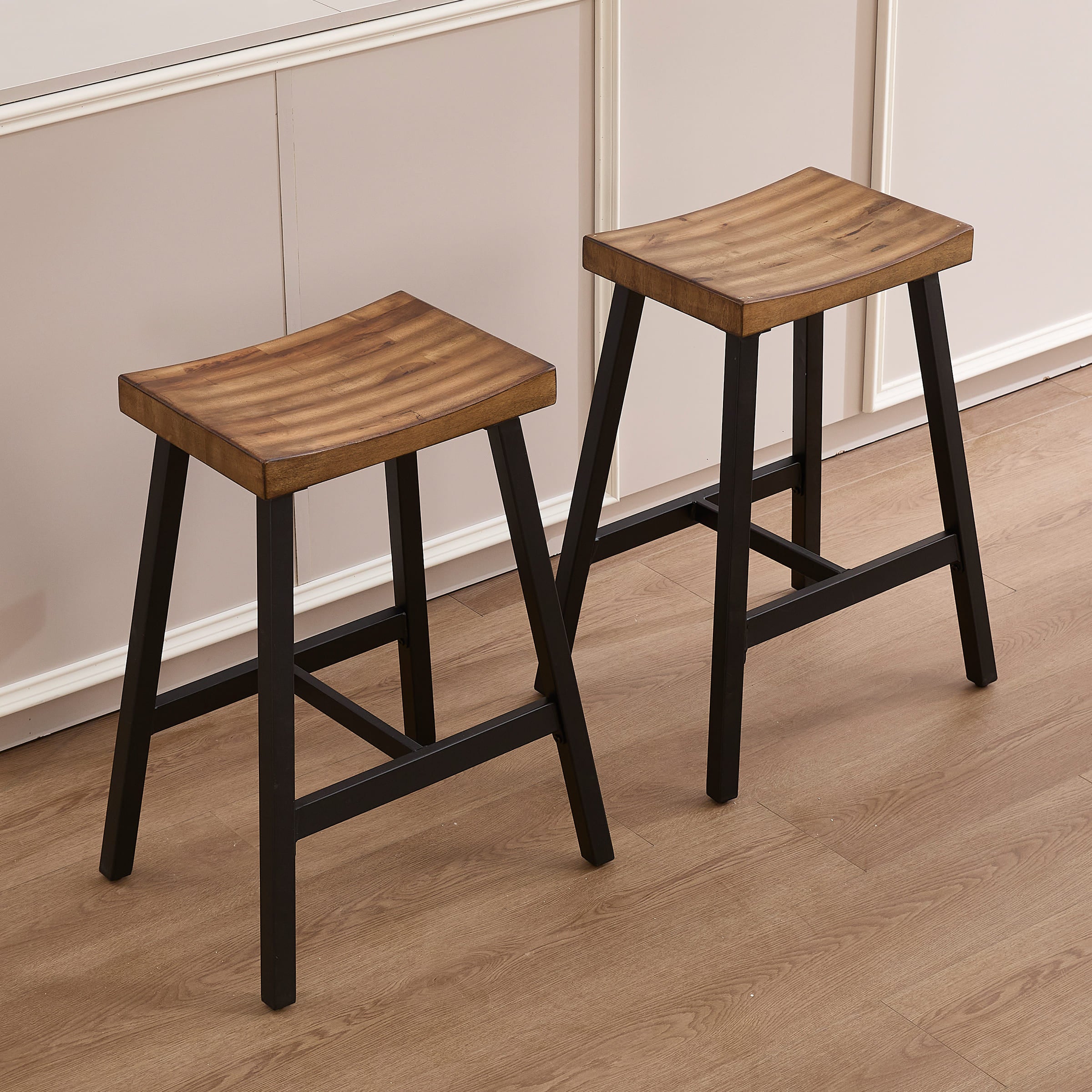 Kmax 26"H Backless Wood Counter Stools Set of 2 - 0519CS