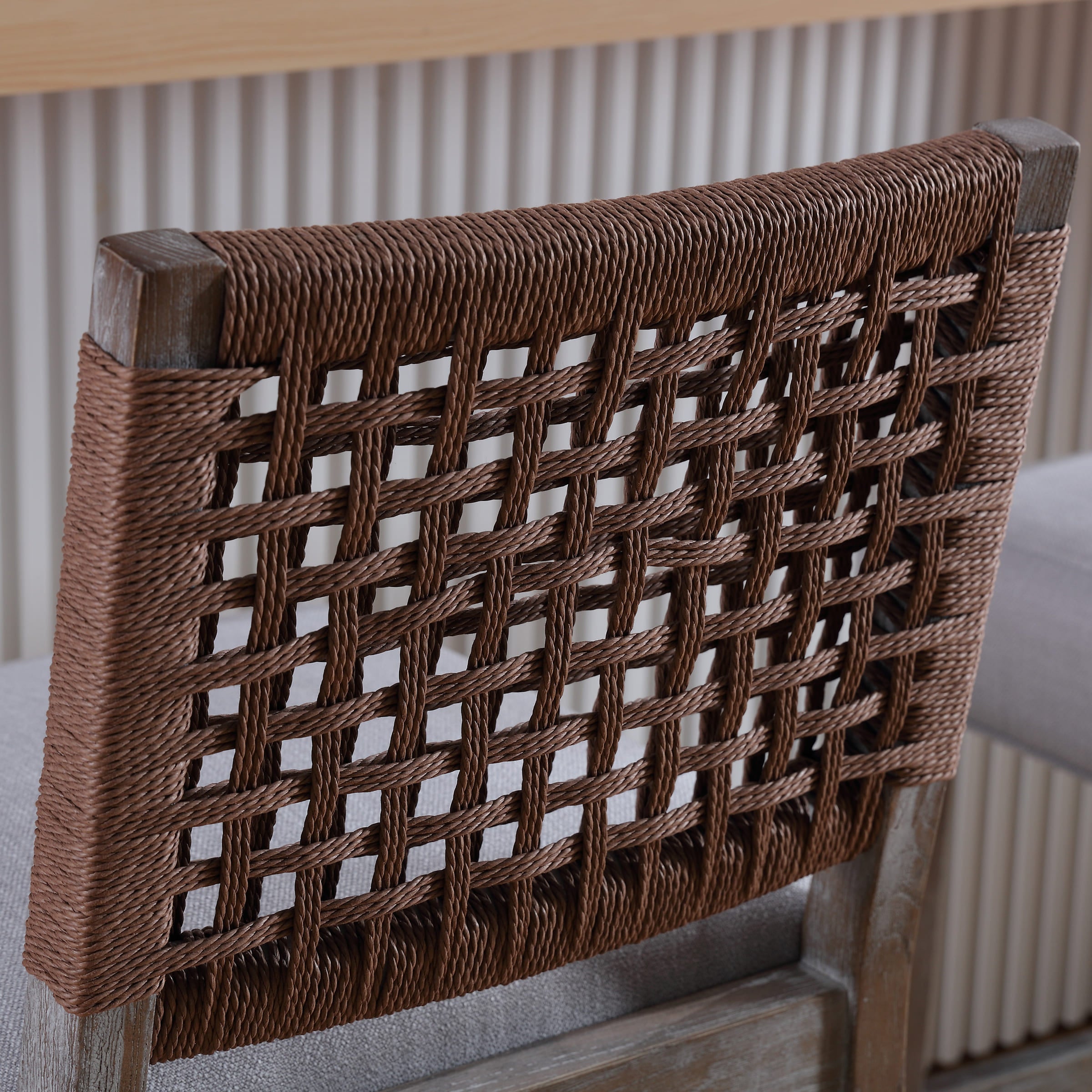 Kmax 27"H Farmhouse Woven Backrest Counter Stools Set of 2 - 2227CS