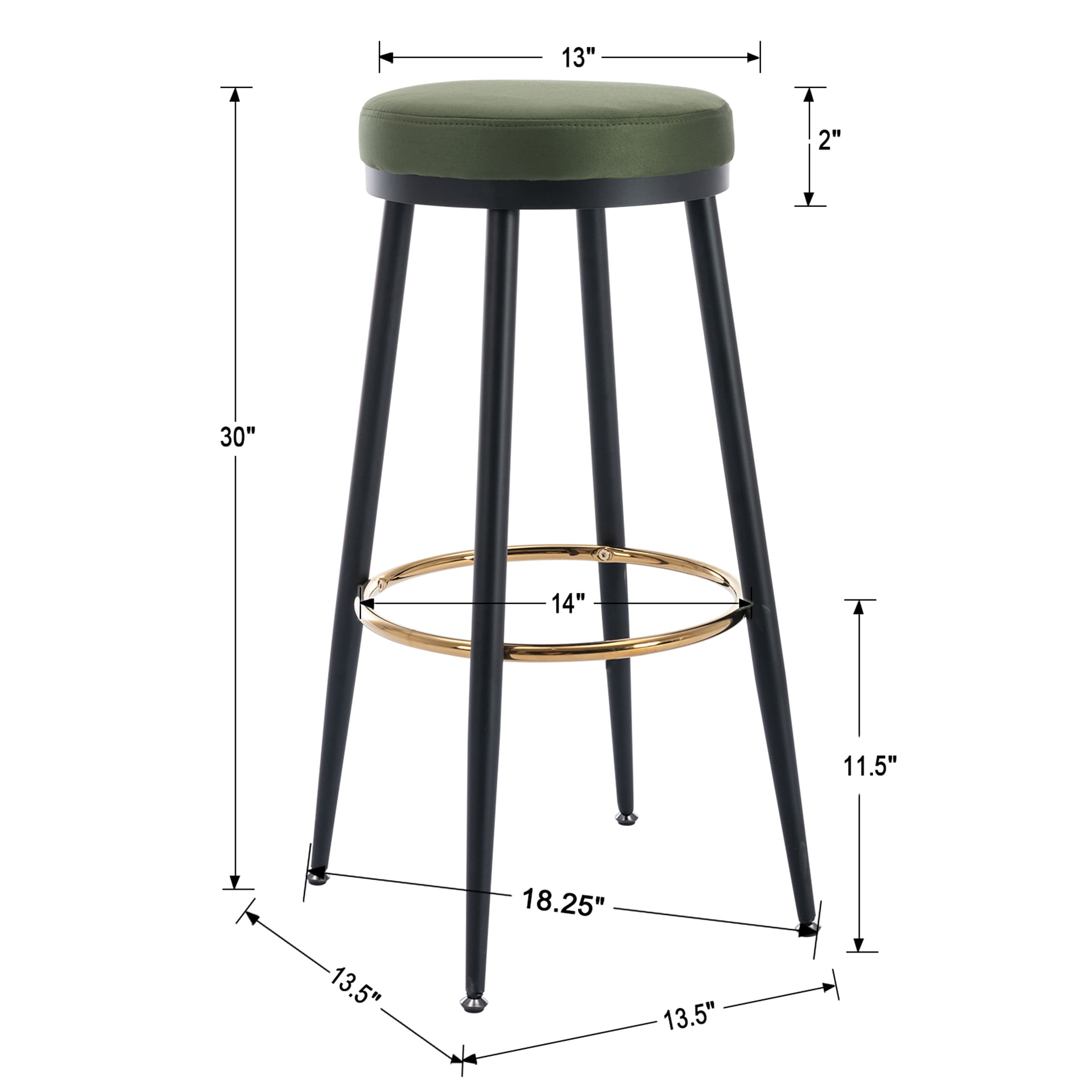 Kmax 30"H Modern Metal Counter Stools Set of 2 - 19618CS