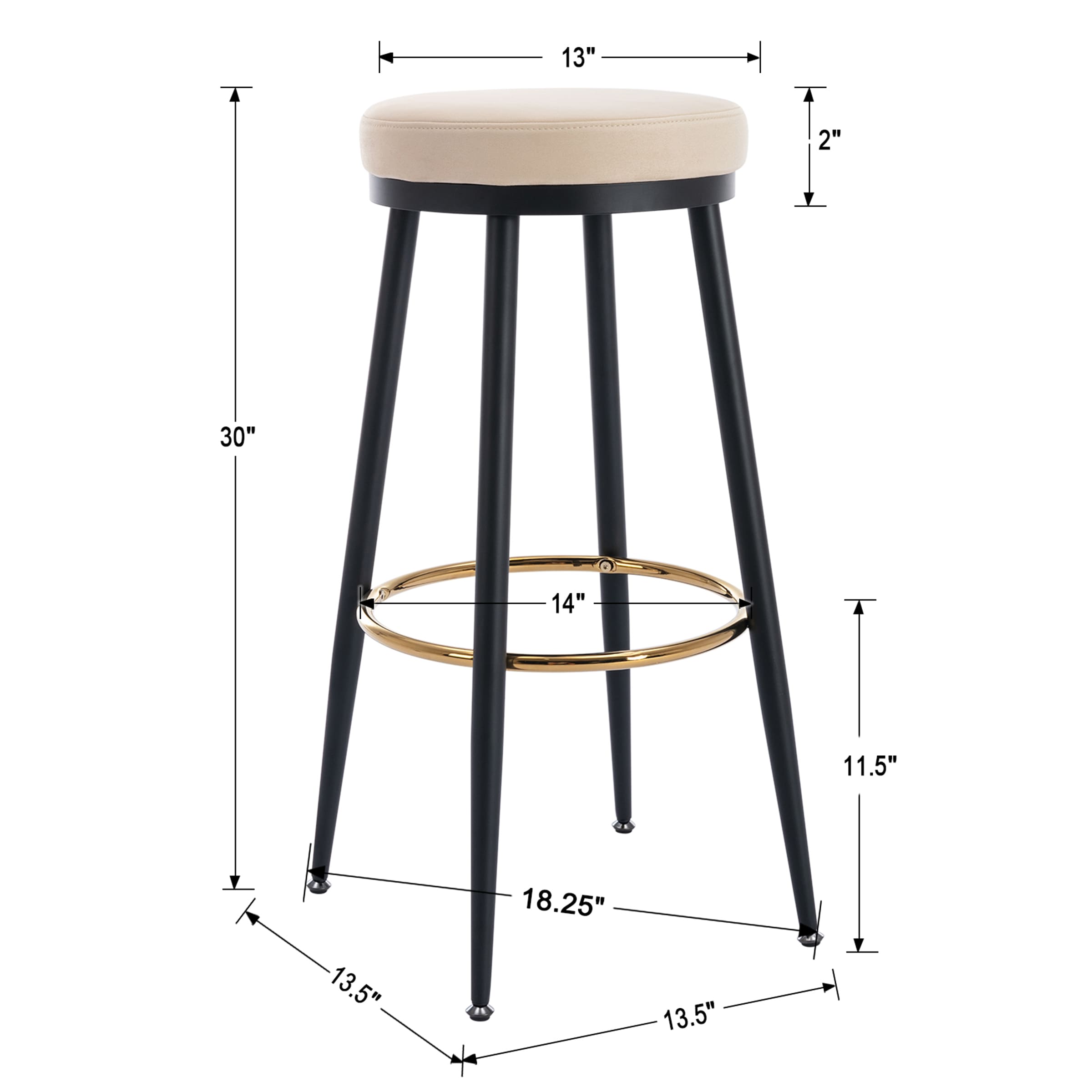 Kmax 30"H Modern Metal Counter Stools Set of 2 - 19618CS