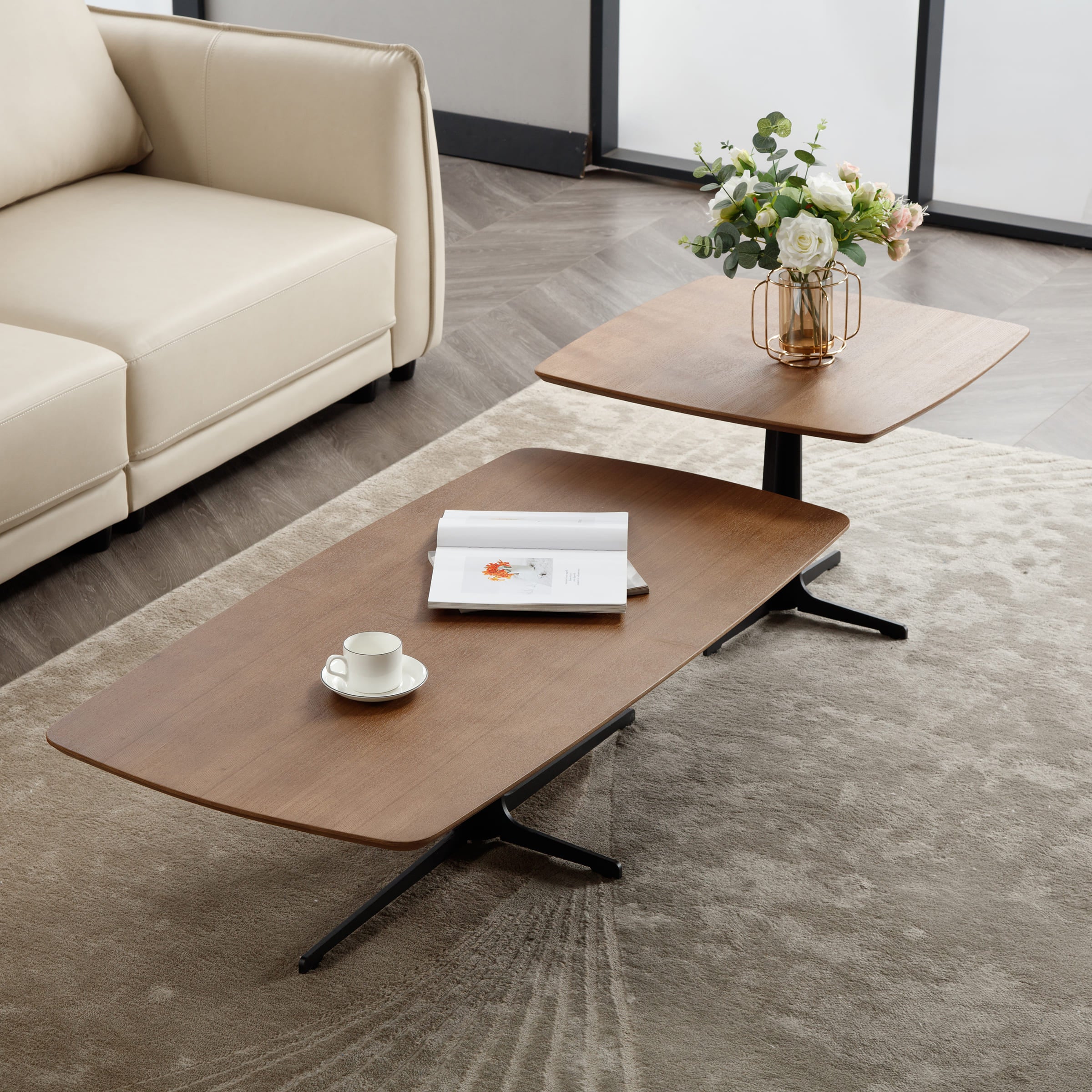 Kmax 47" Modern Rectangular Coffee Table Set of 2 - 23126CT
