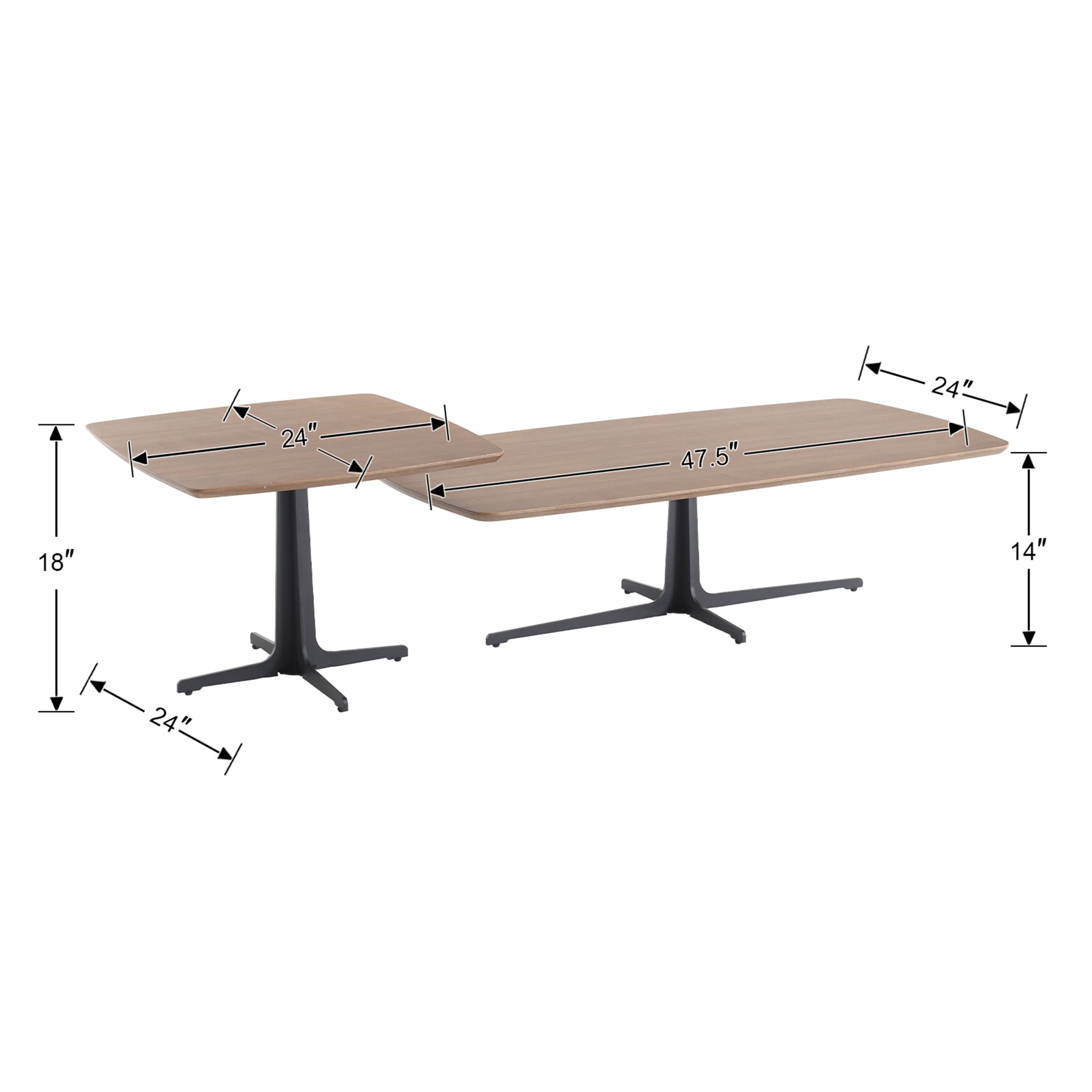 Kmax 47" Modern Rectangular Coffee Table Set of 2 - 23126CT