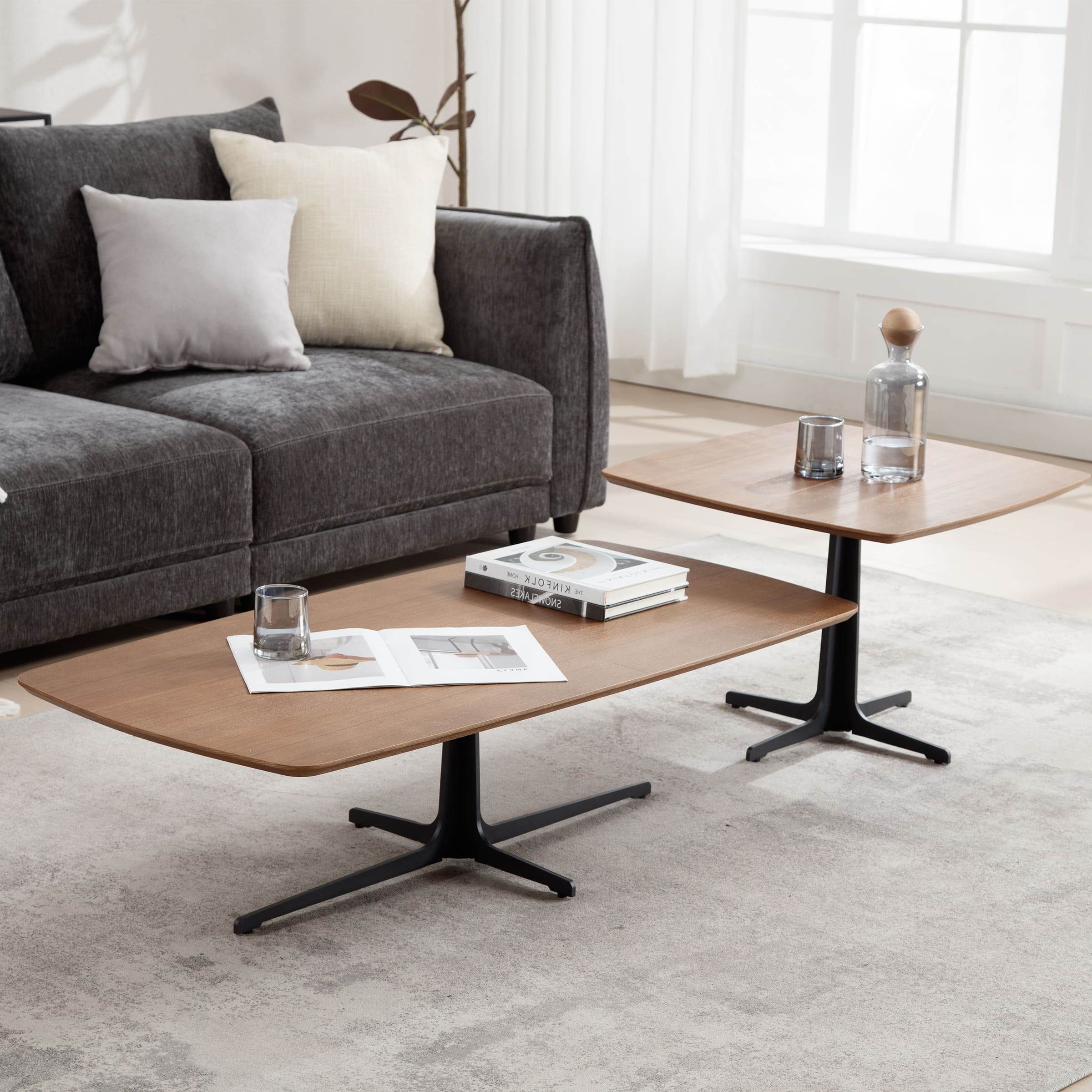 Kmax 47" Modern Rectangular Coffee Table Set of 2 - 23126CT