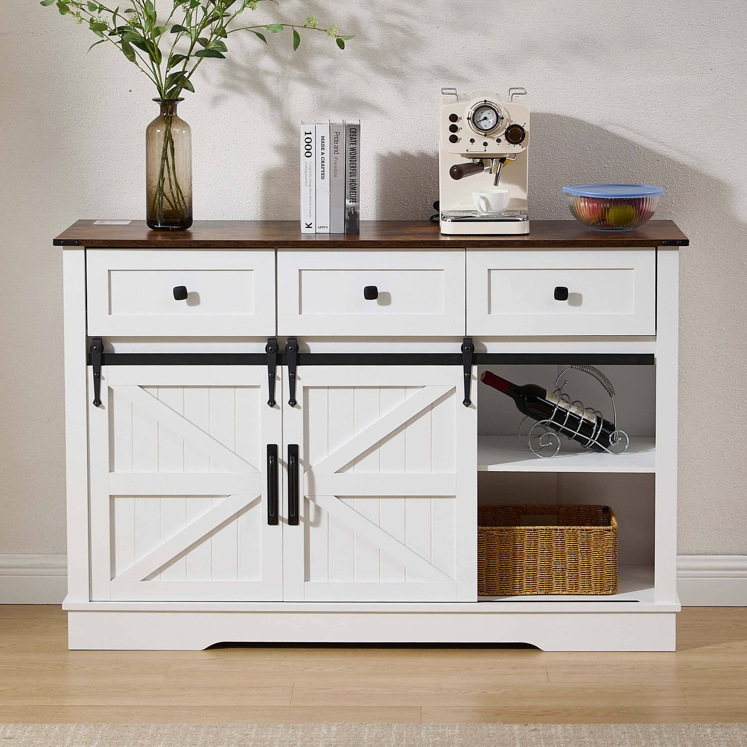 Kmax 54"L Sideboard with Wine Rack and Storage Buffet Cabinet - XX157CB