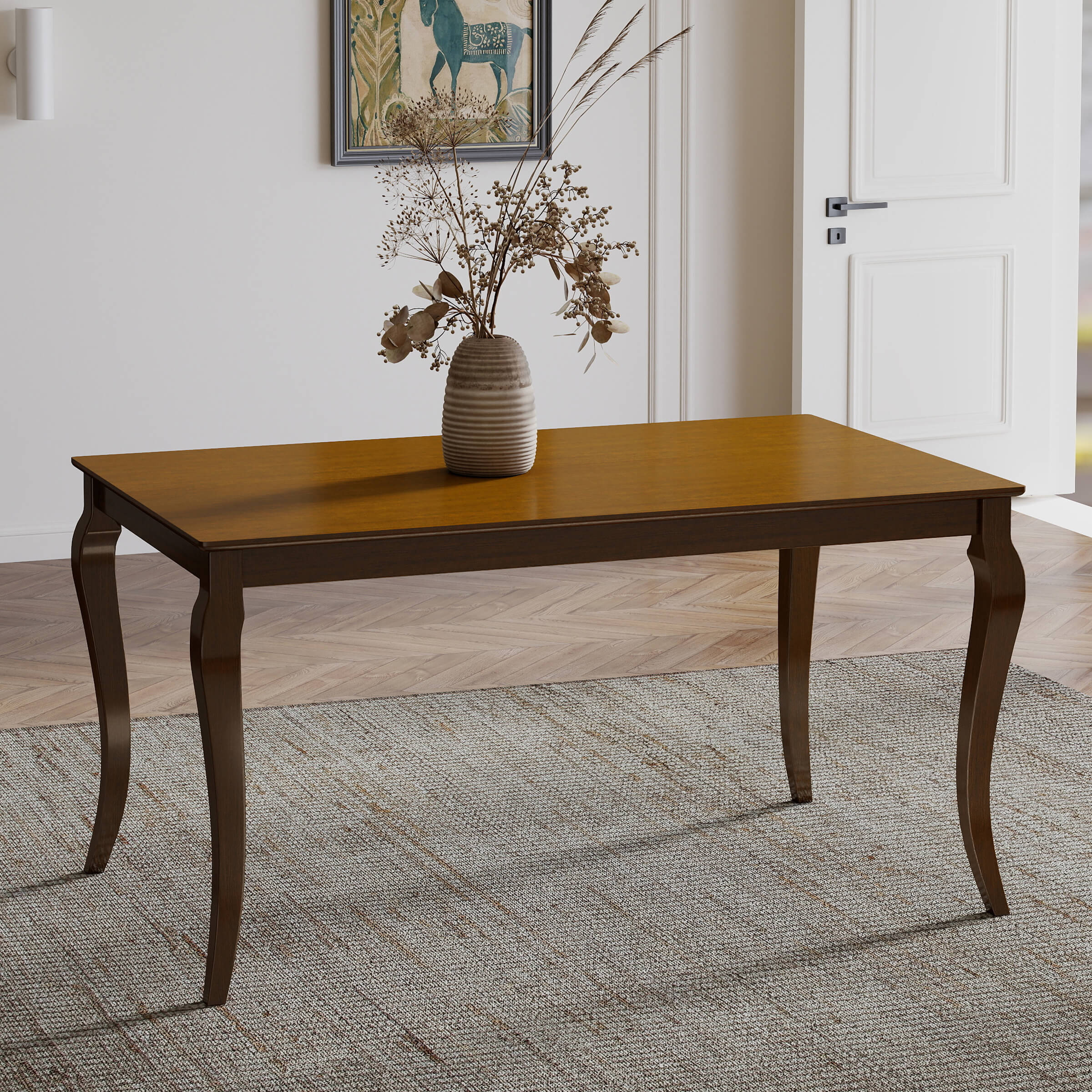 Kmax 60"L Rustic Farmhouse Solid Wood Dining Table - 15908DT