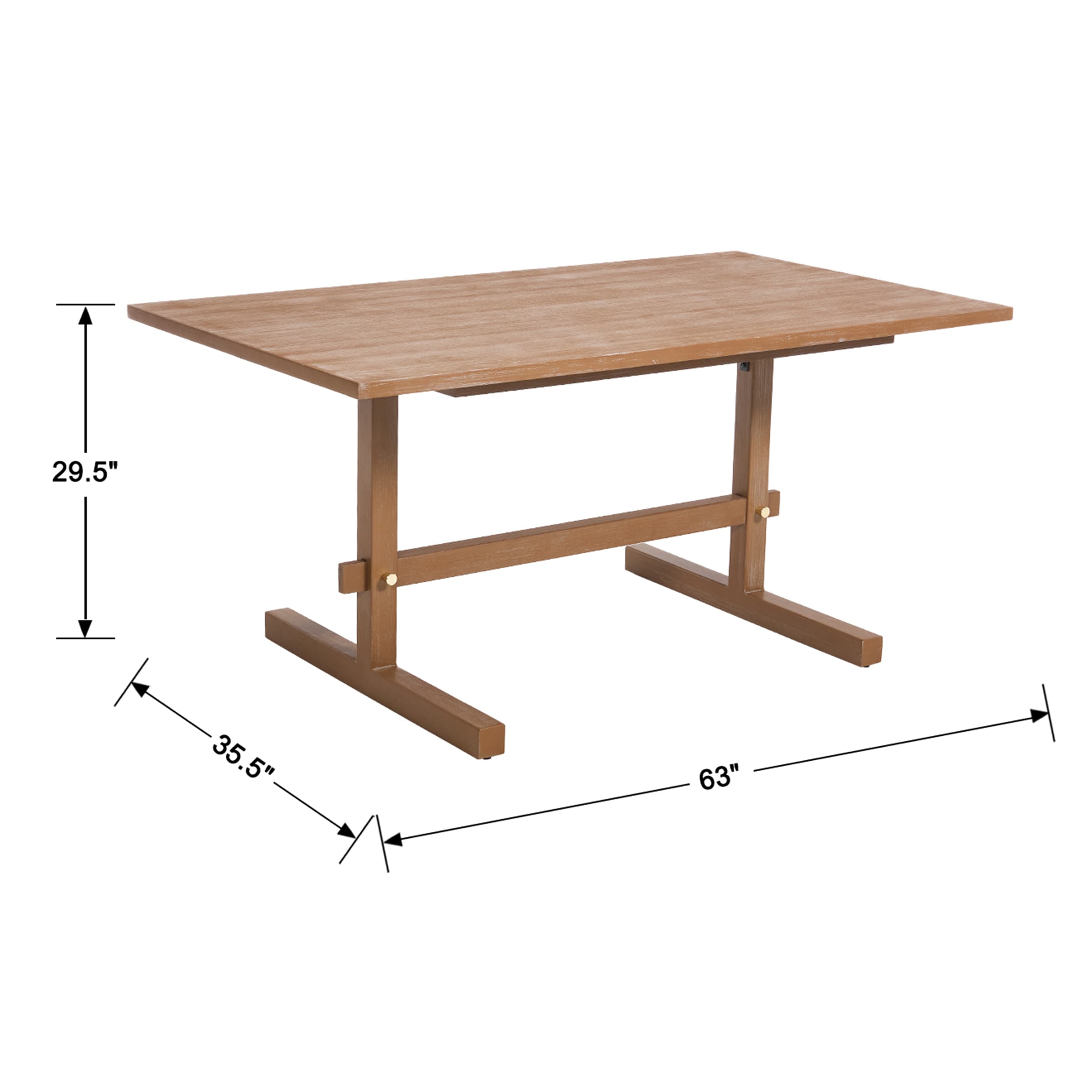Kmax 63 Inch Farmhouse Rectangular Wood Dining Table - 22837DT