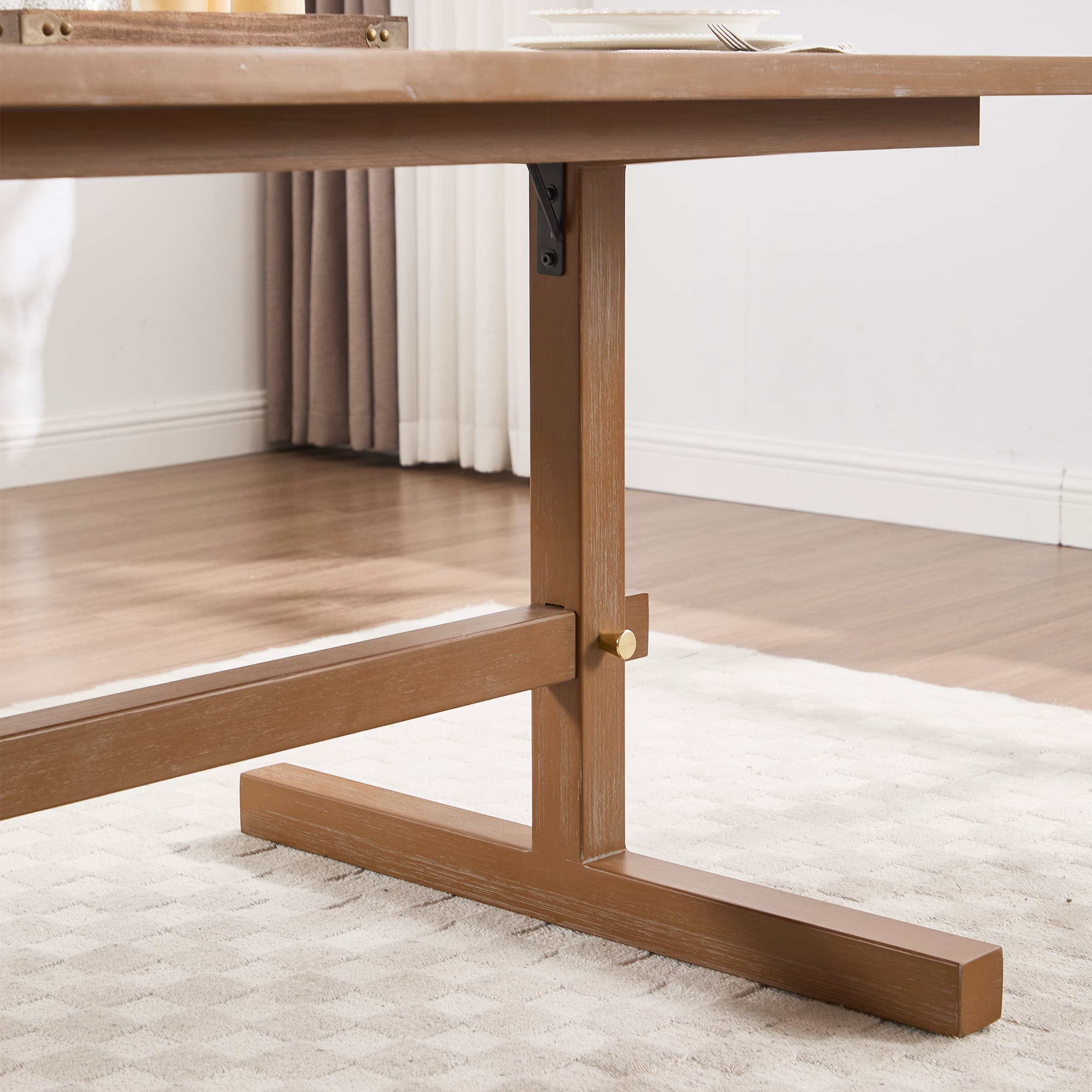 Kmax 63 Inch Farmhouse Rectangular Wood Dining Table - 22837DT