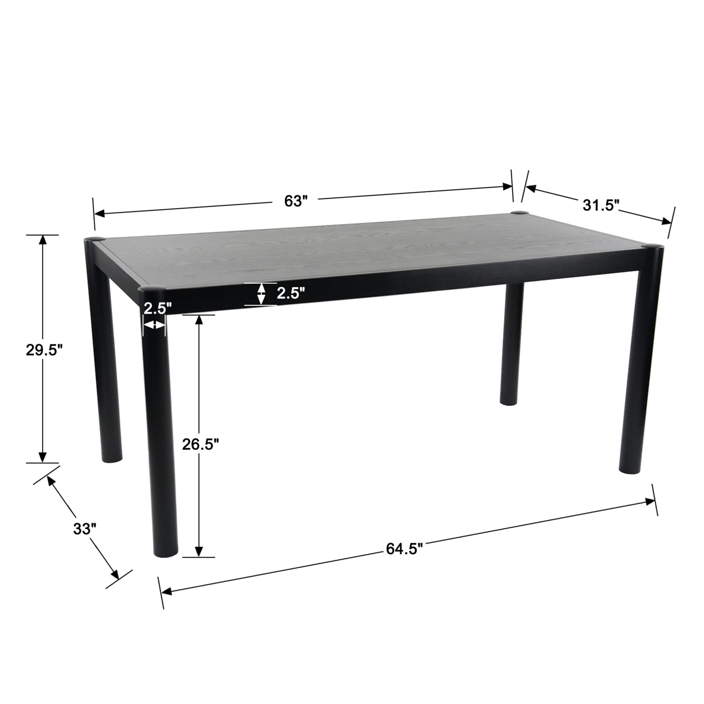 Dimensional diagram of black table