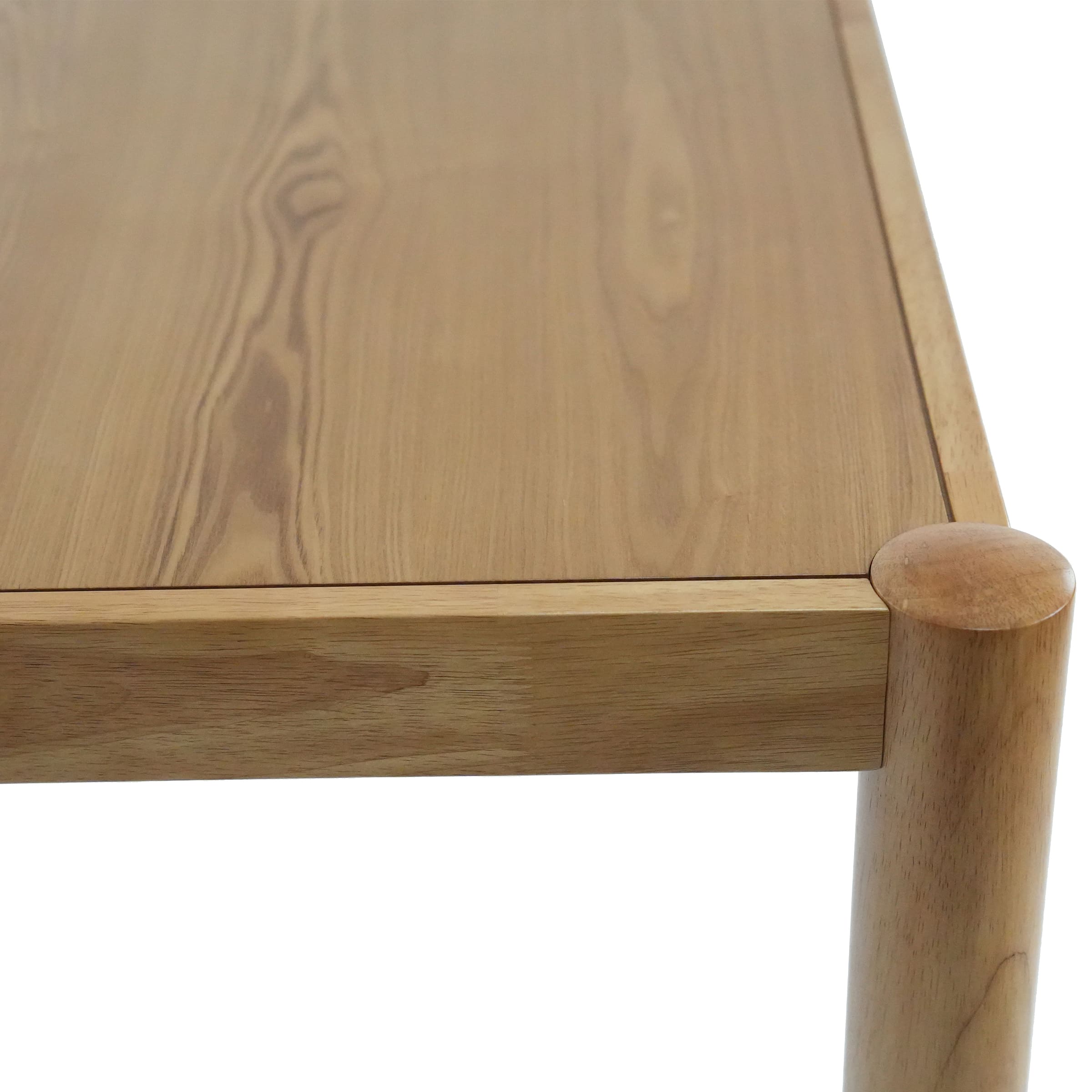 Close-up of table edge and round leg cap