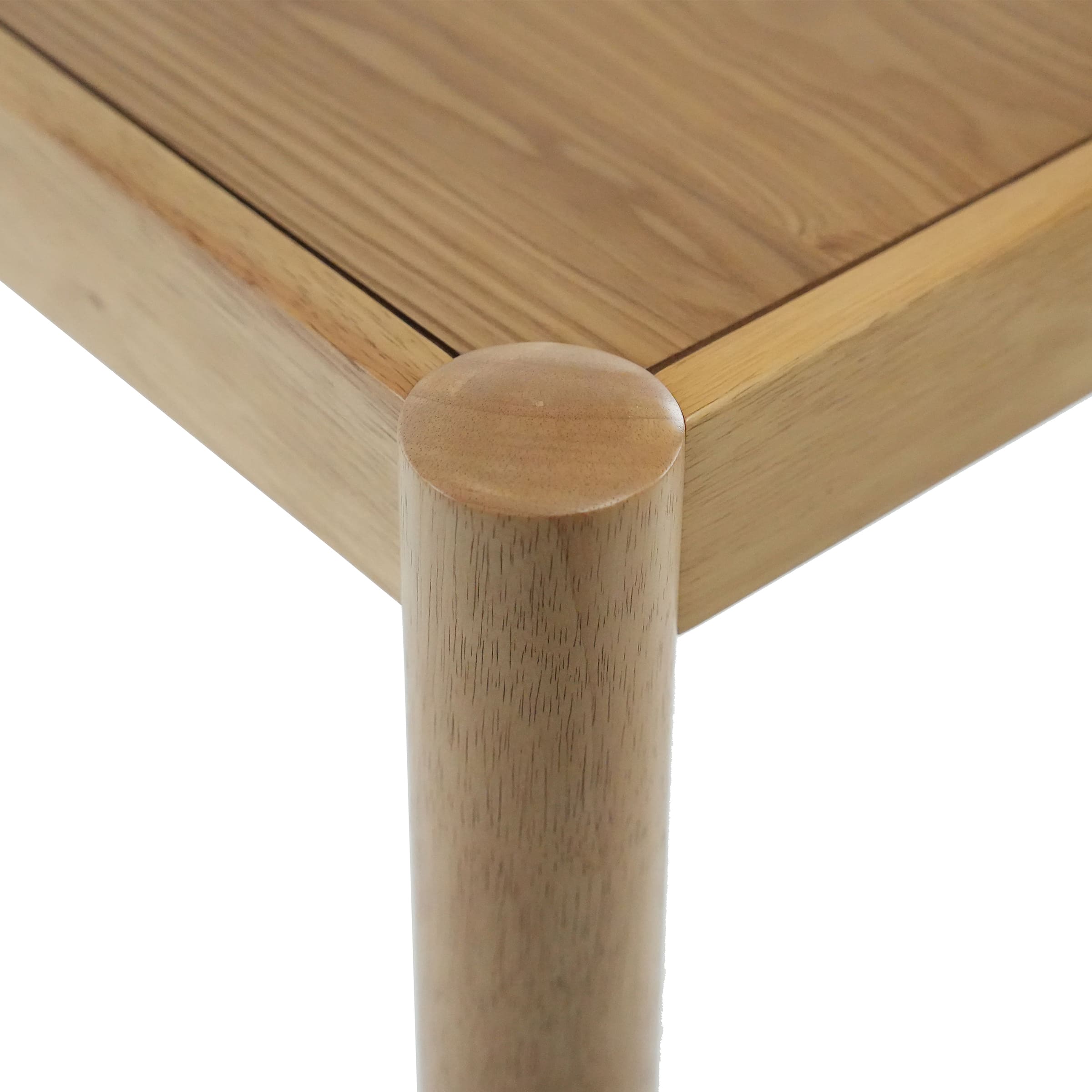 Close-up of table corner post
