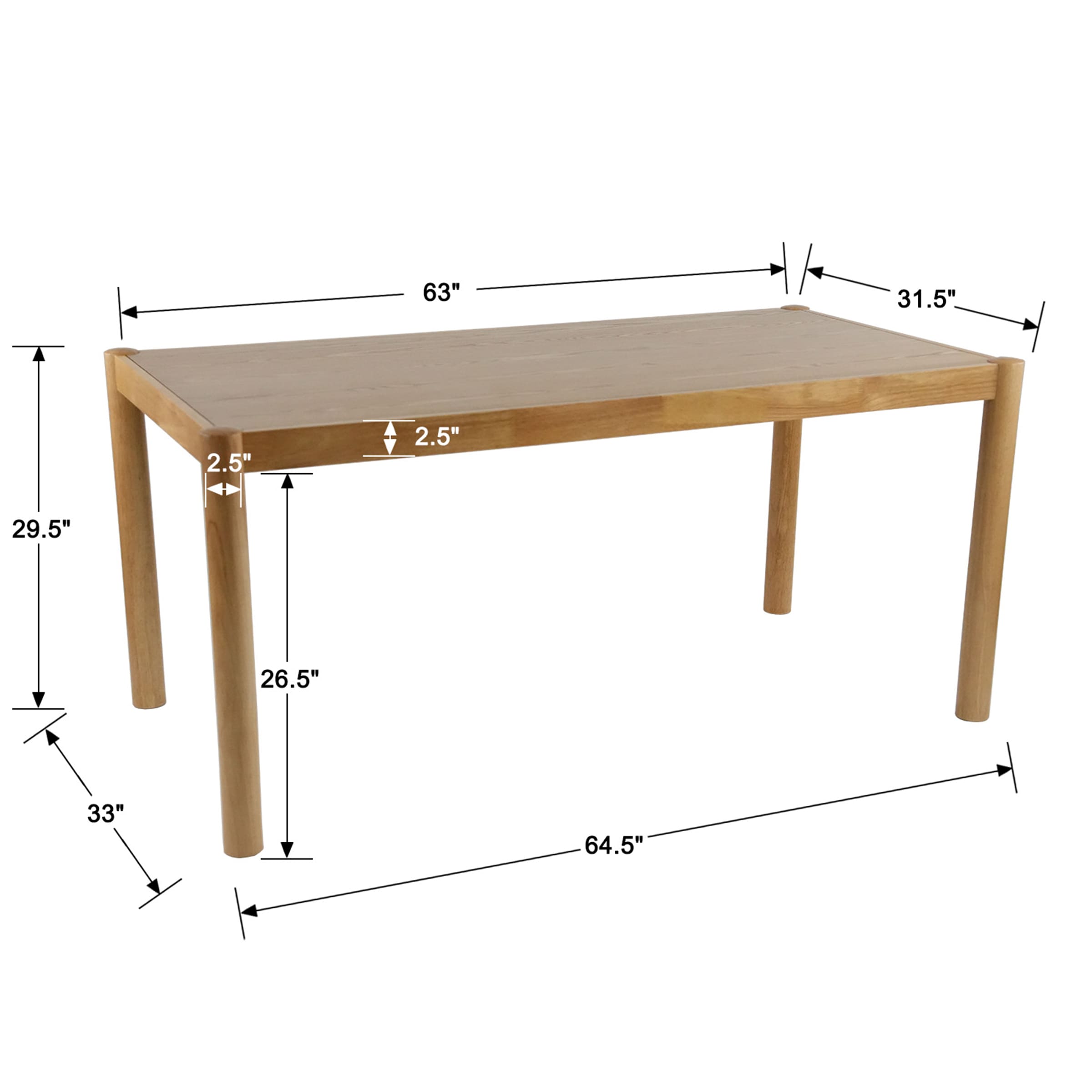 Dimensional diagram of table with measurements