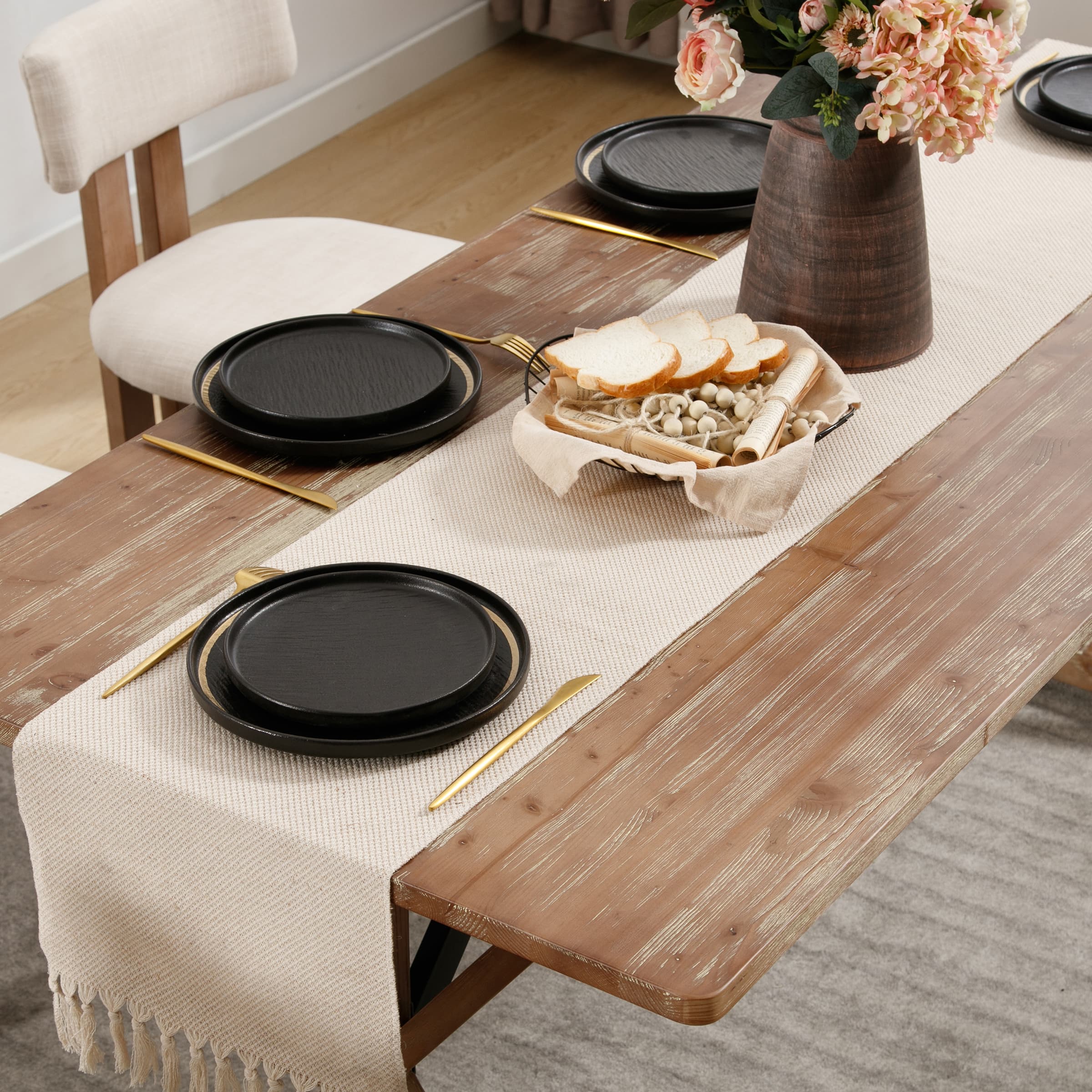 Kmax 69" Rustic Farmhouse Wood Dining Table - 1009DT