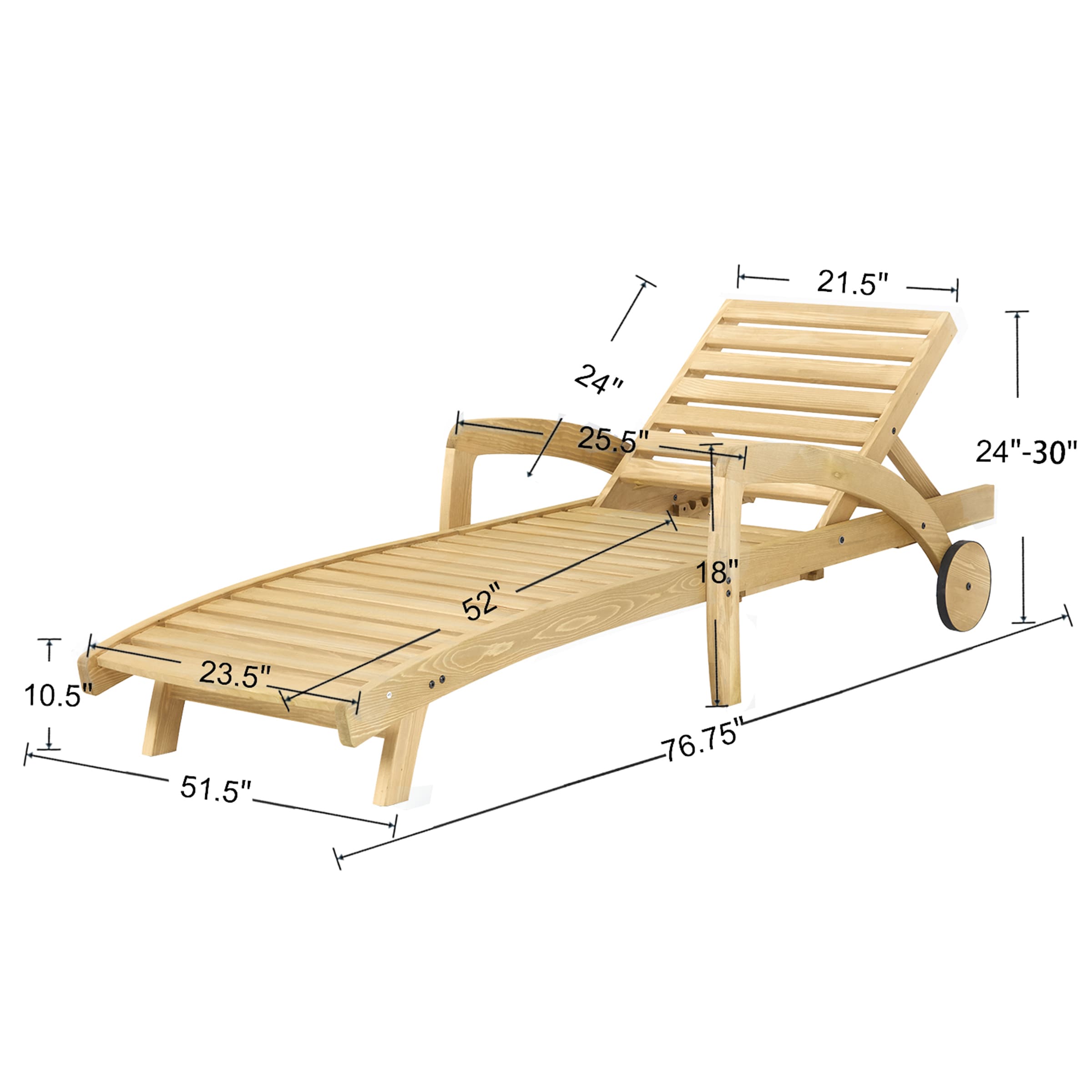 Kmax Adjustable Wood Reclining Lounge Chair - 2602DB