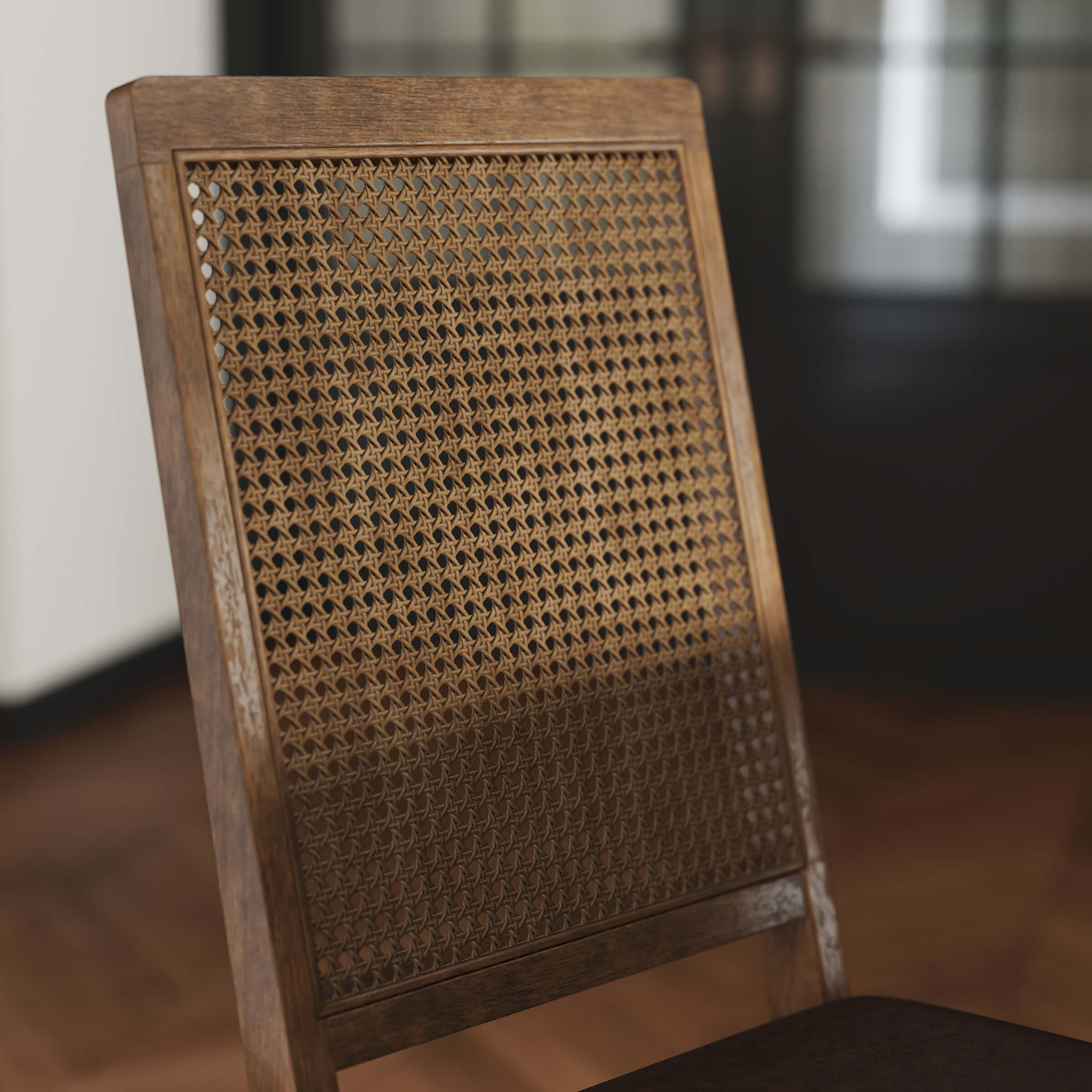 Kmax Armless Dining Chairs with High Rattan Back Set of 2 - 50047DC