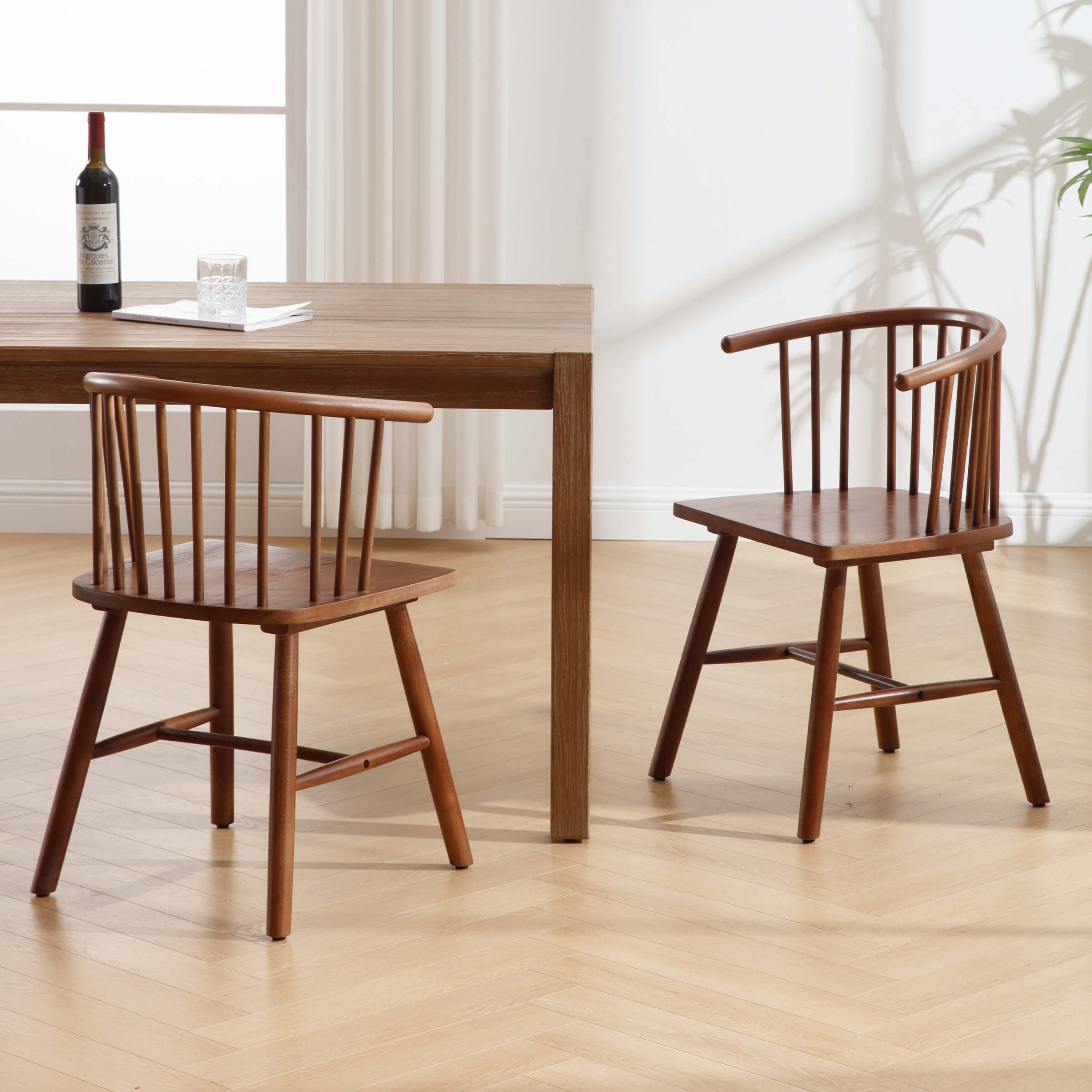 Curved Back Wood Dining Chair Set of 2 - DC01DC