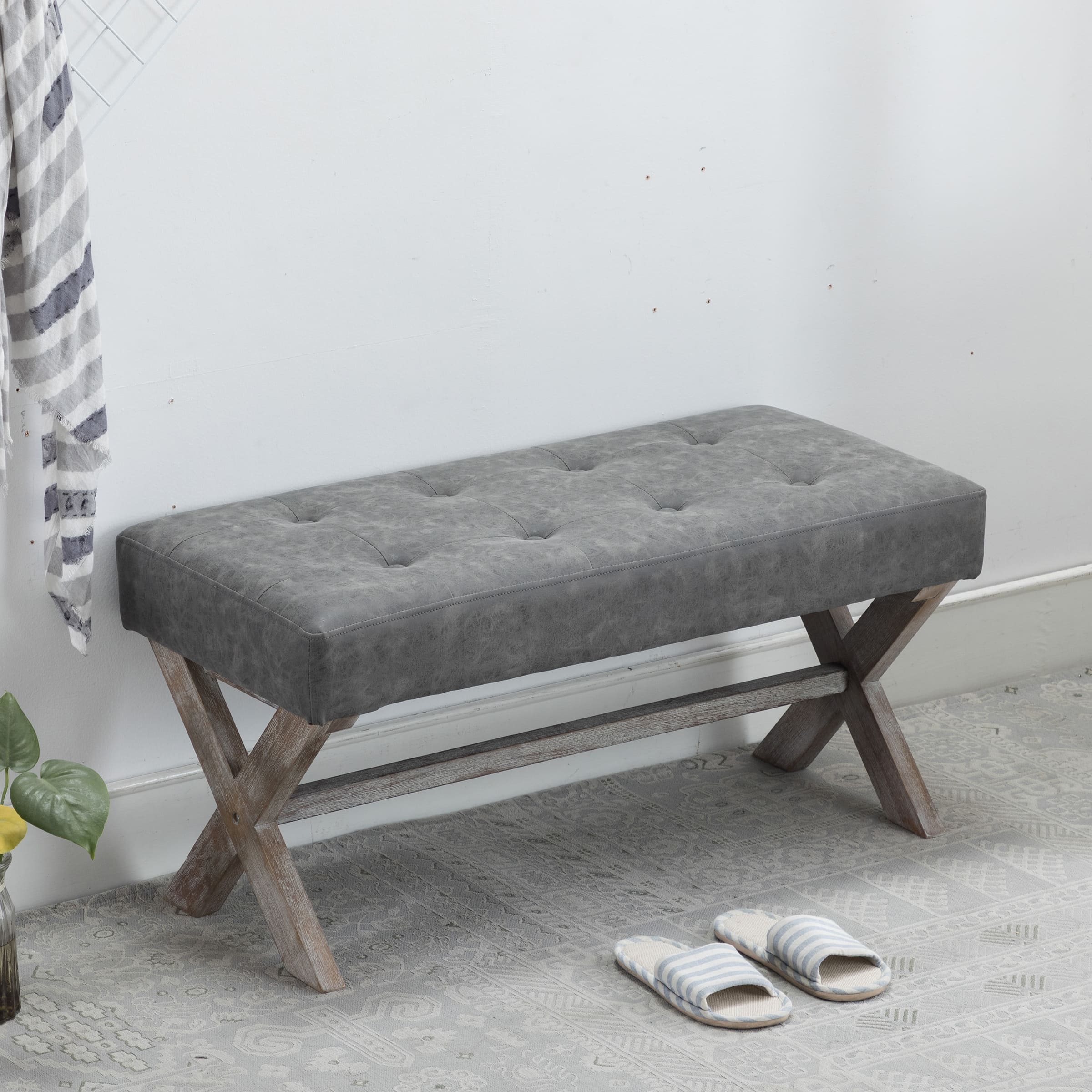 Kmax Fabric Storage Upholstered Entryway Bench - 7868BH