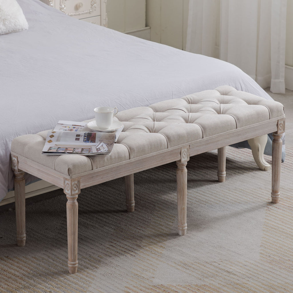 Kmax Fabric Wood Legs Dining Bench - 7537BH