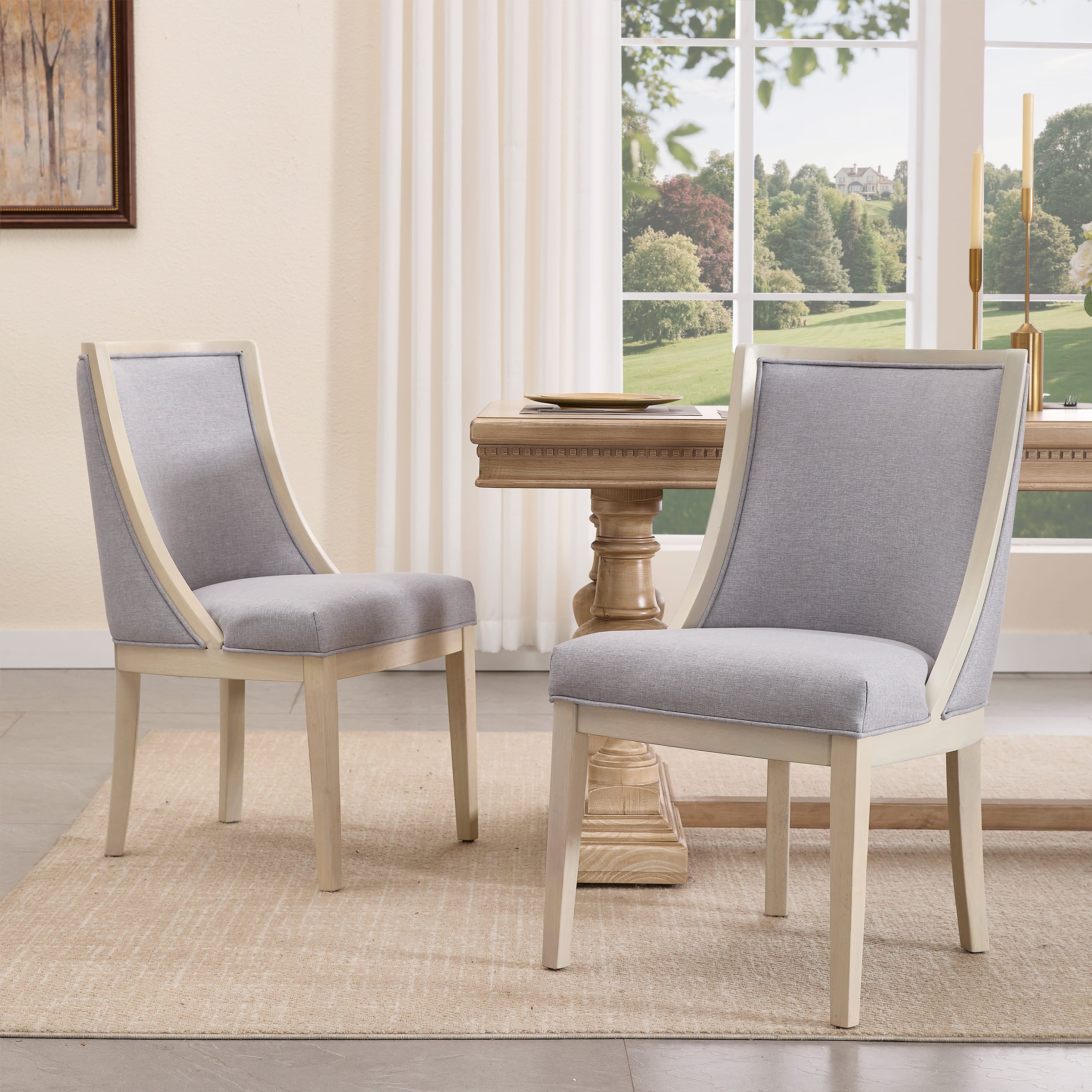 Kmax Farmhouse Curved High Back Dining Chairs Set of 2 - 02111DC