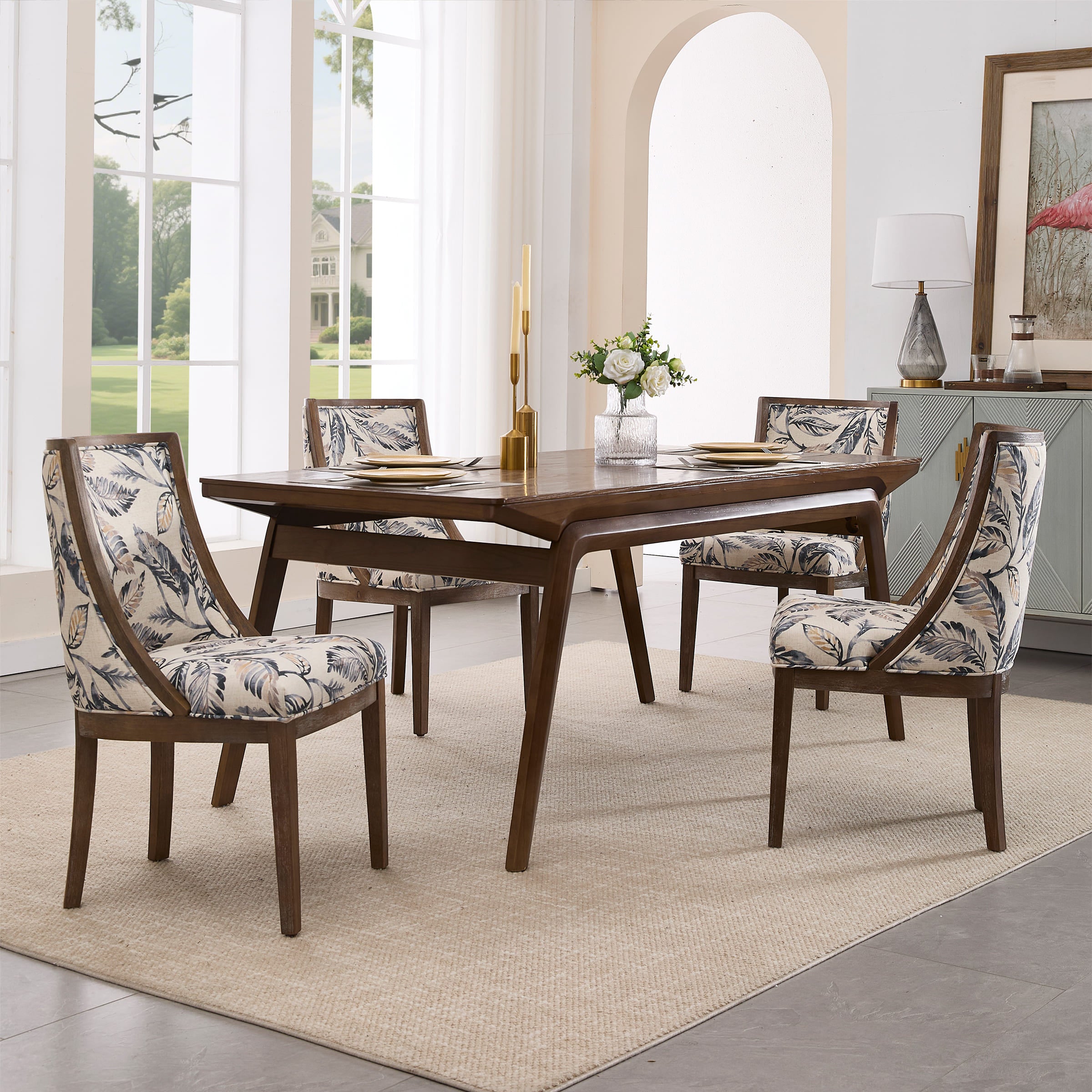 Kmax Farmhouse Curved High Back Dining Chairs Set of 2 - 02111DC