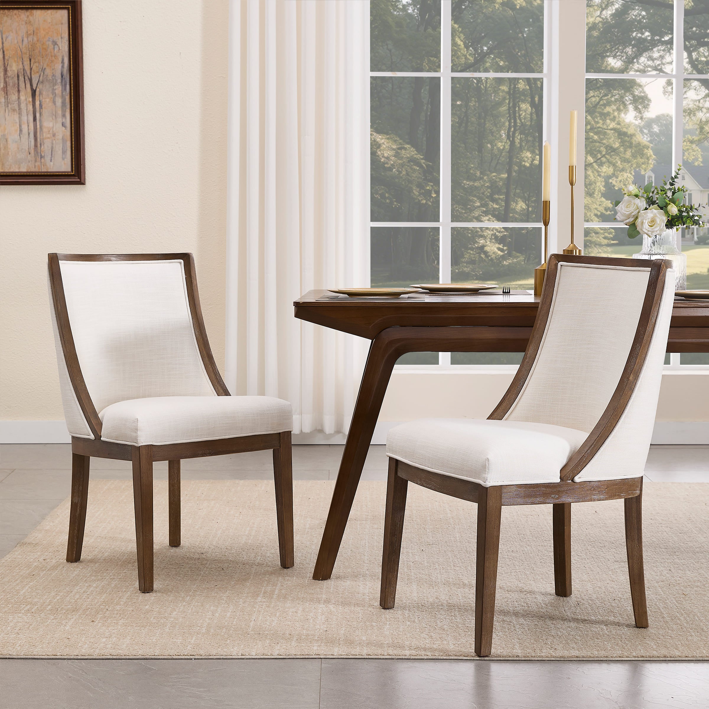 Kmax Farmhouse Curved High Back Dining Chairs Set of 2 - 02111DC
