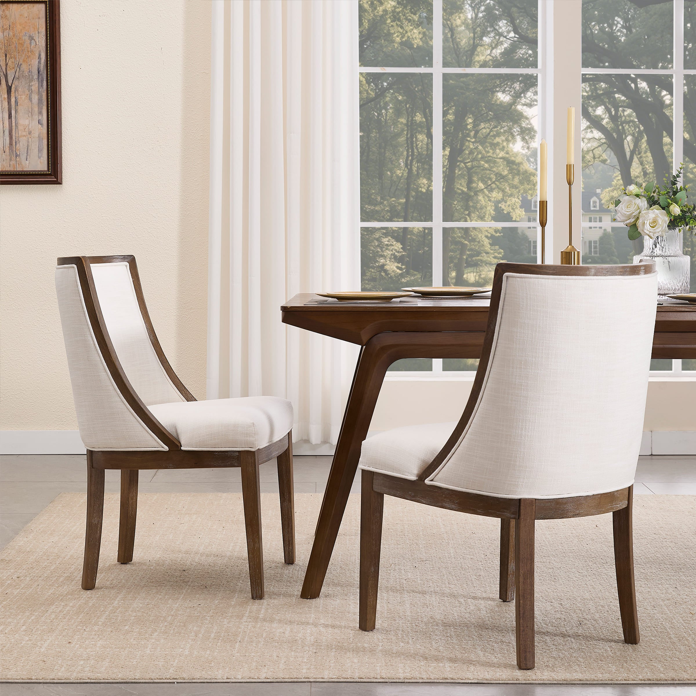 Kmax Farmhouse Curved High Back Dining Chairs Set of 2 - 02111DC