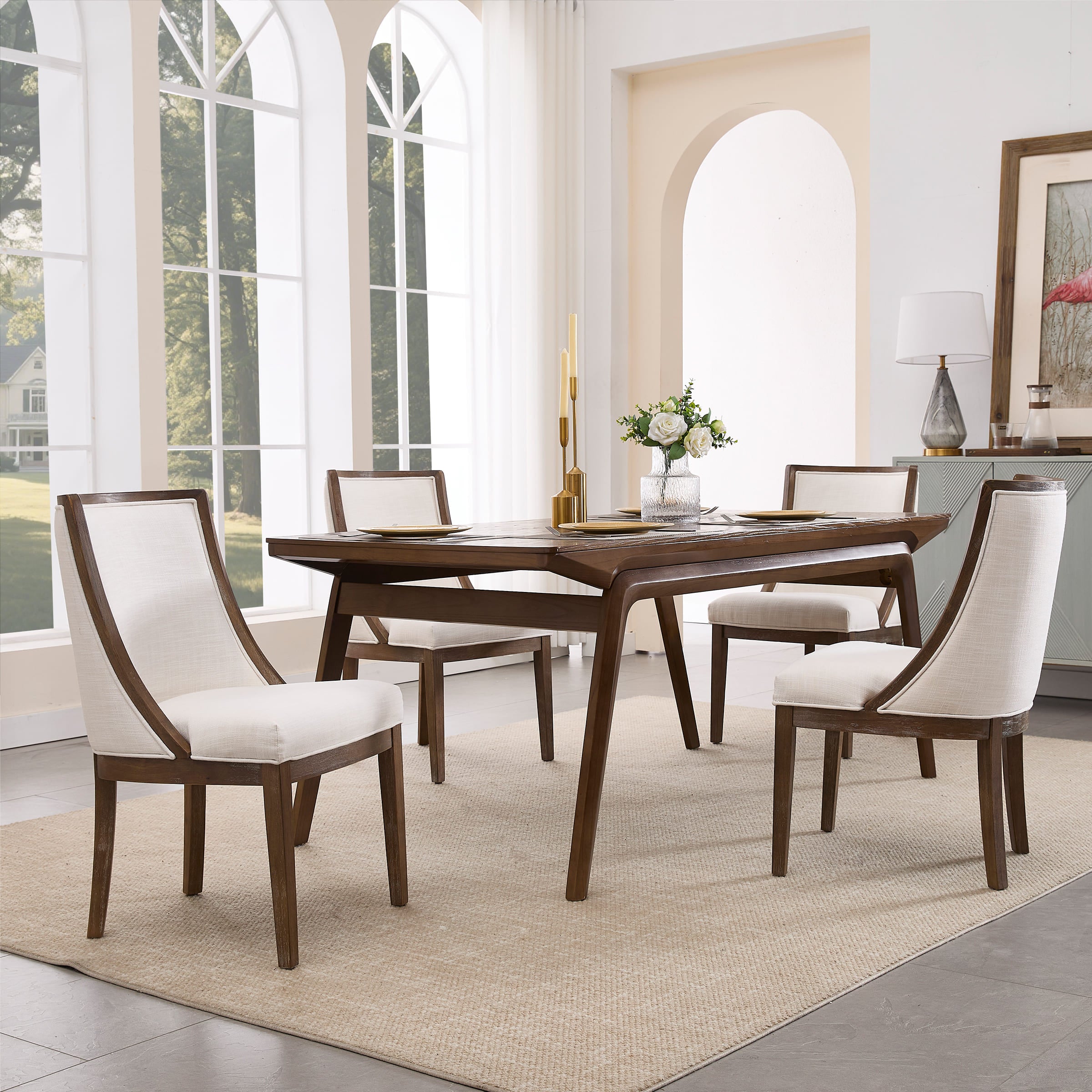 Kmax Farmhouse Curved High Back Dining Chairs Set of 2 - 02111DC