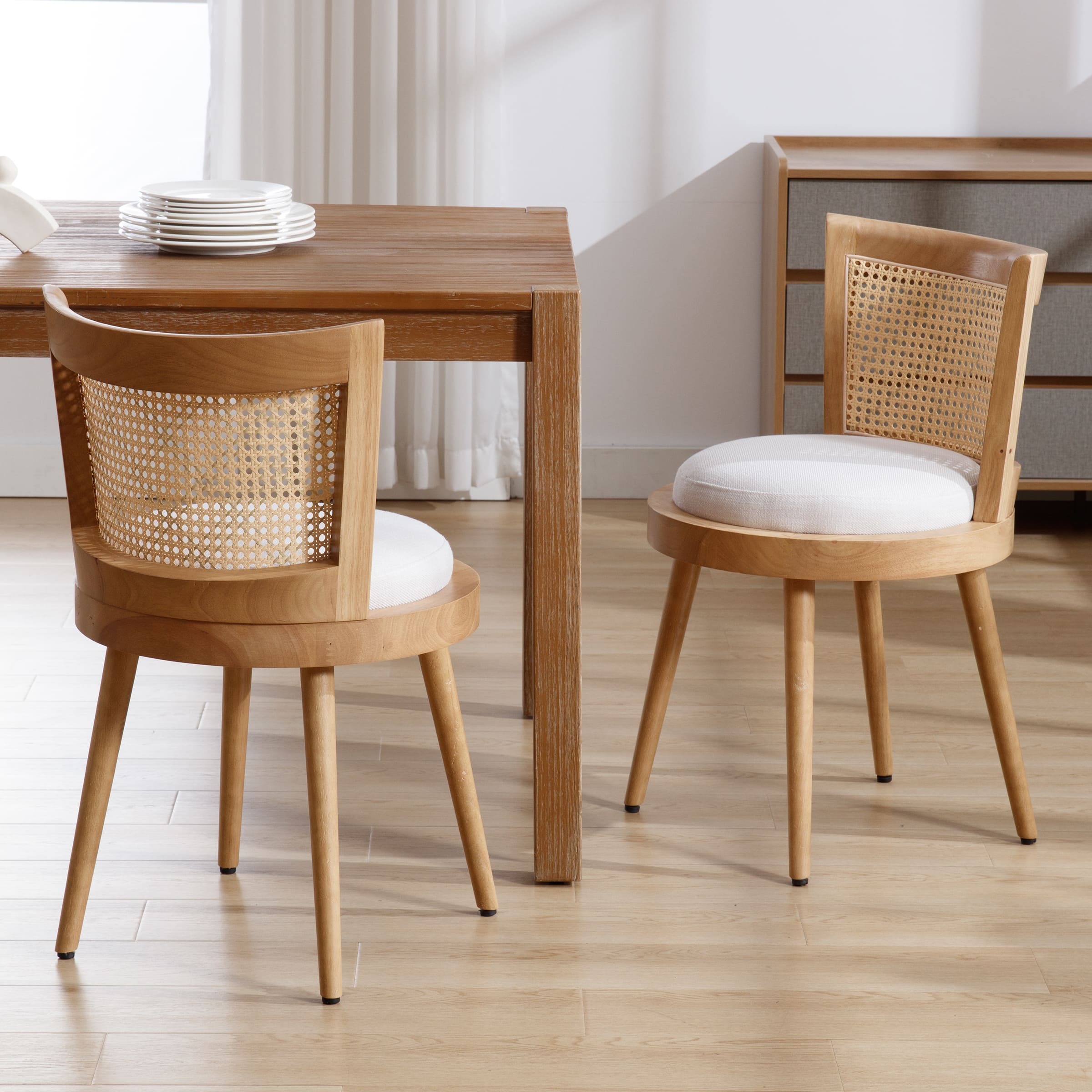 Kmax Linen Rattan Dining Chairs Set of 2 - 10042DC