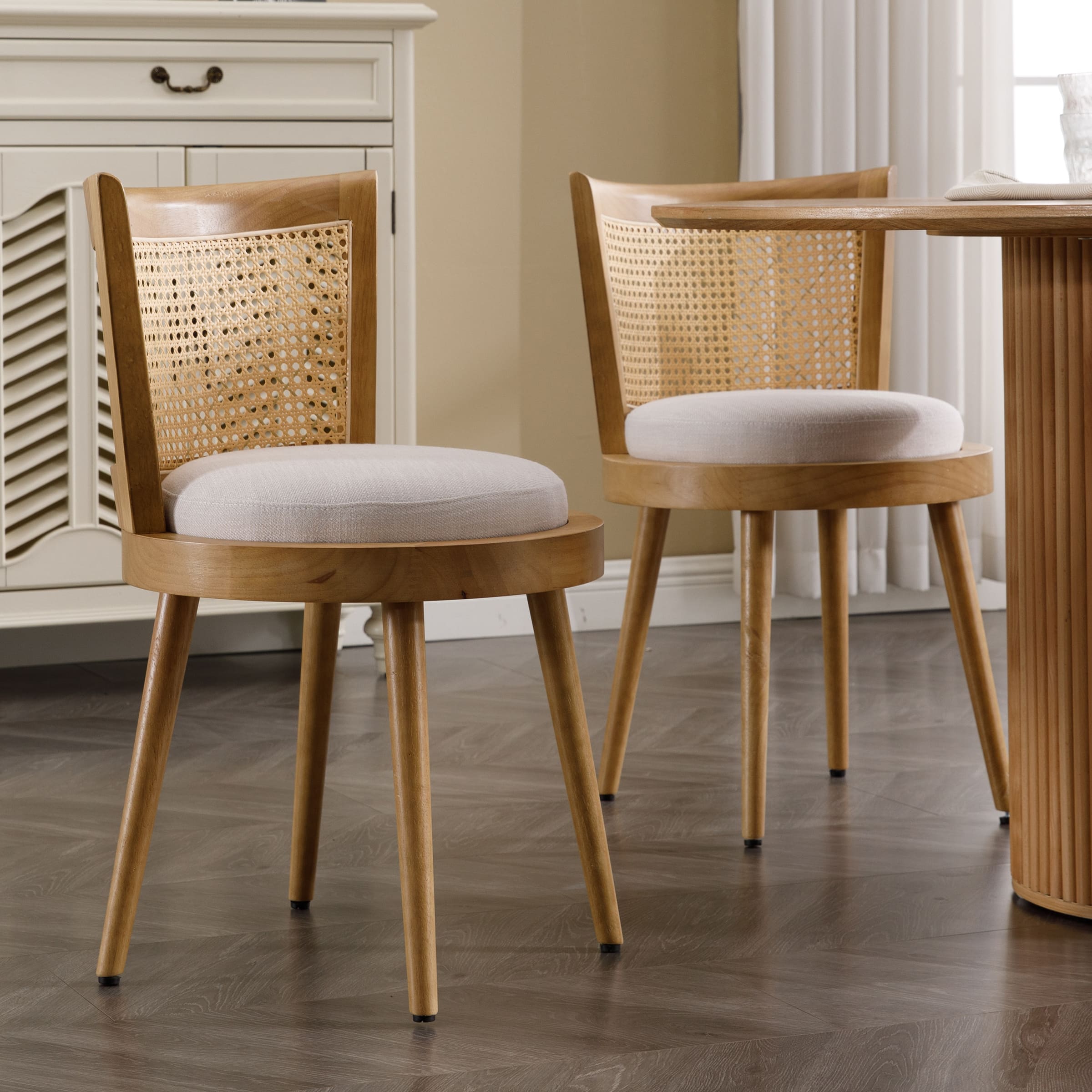 Kmax Linen Rattan Dining Chairs Set of 2 - 10042DC