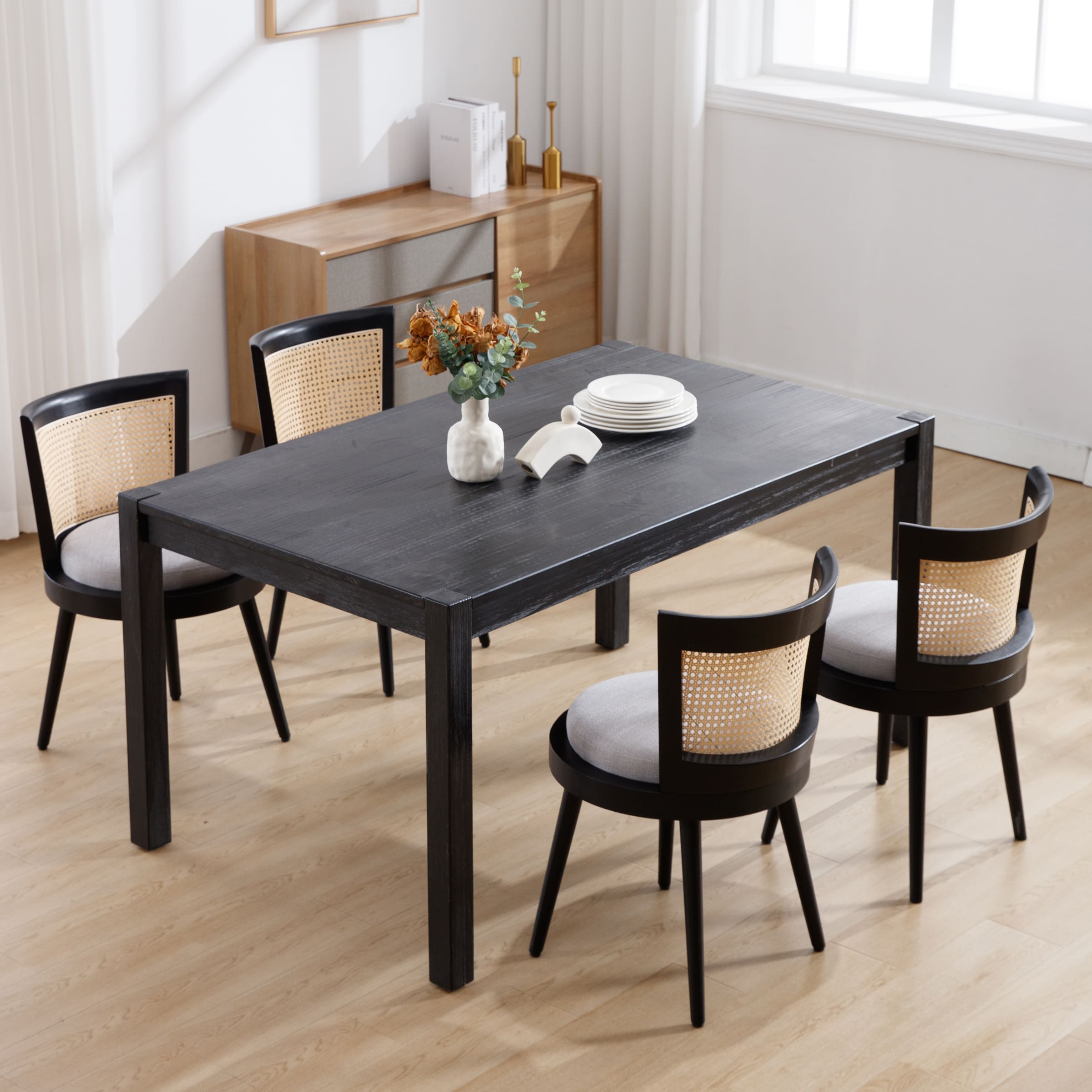 Kmax Linen Rattan Dining Chairs Set of 2 - 10042DC