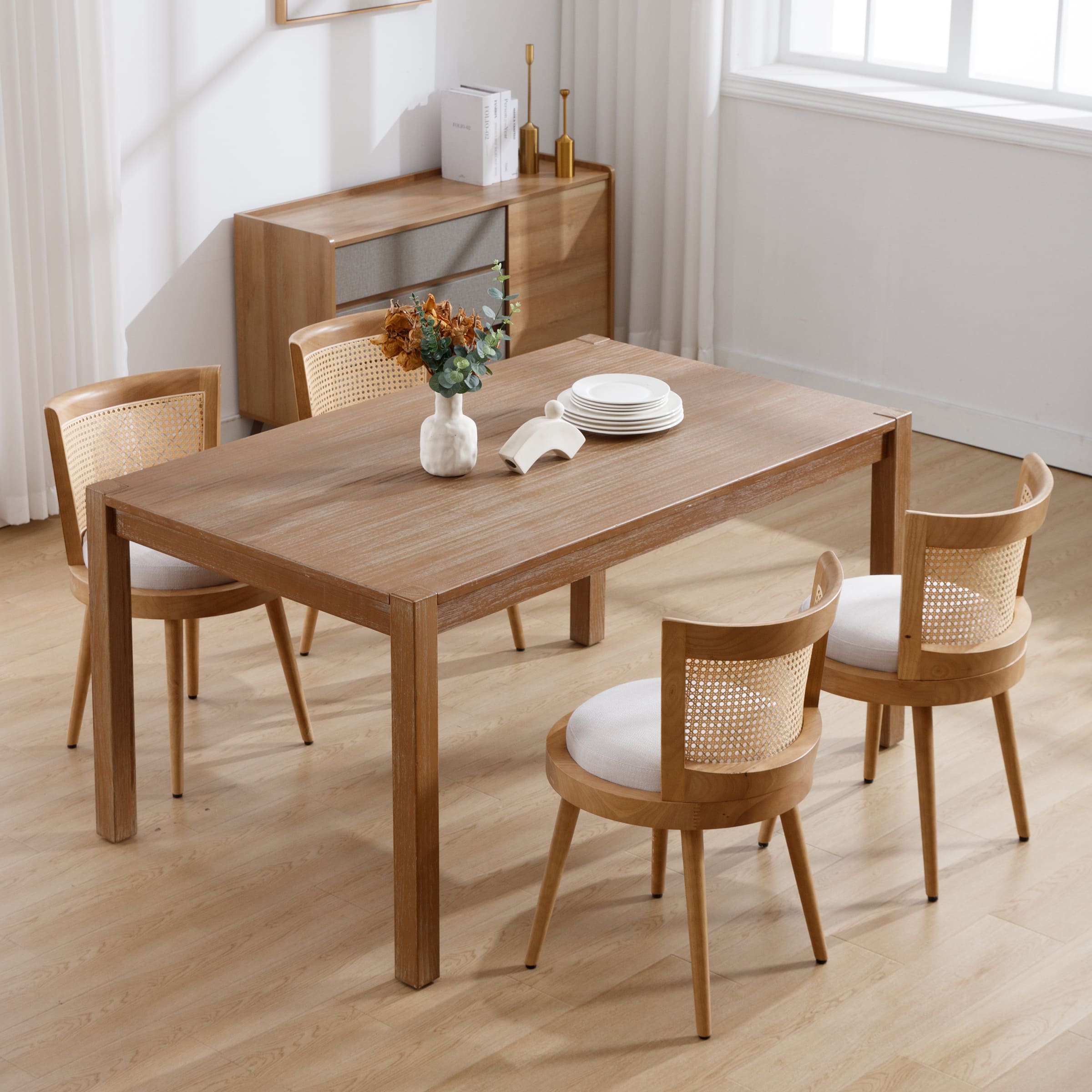 Kmax Linen Rattan Dining Chairs Set of 2 - 10042DC