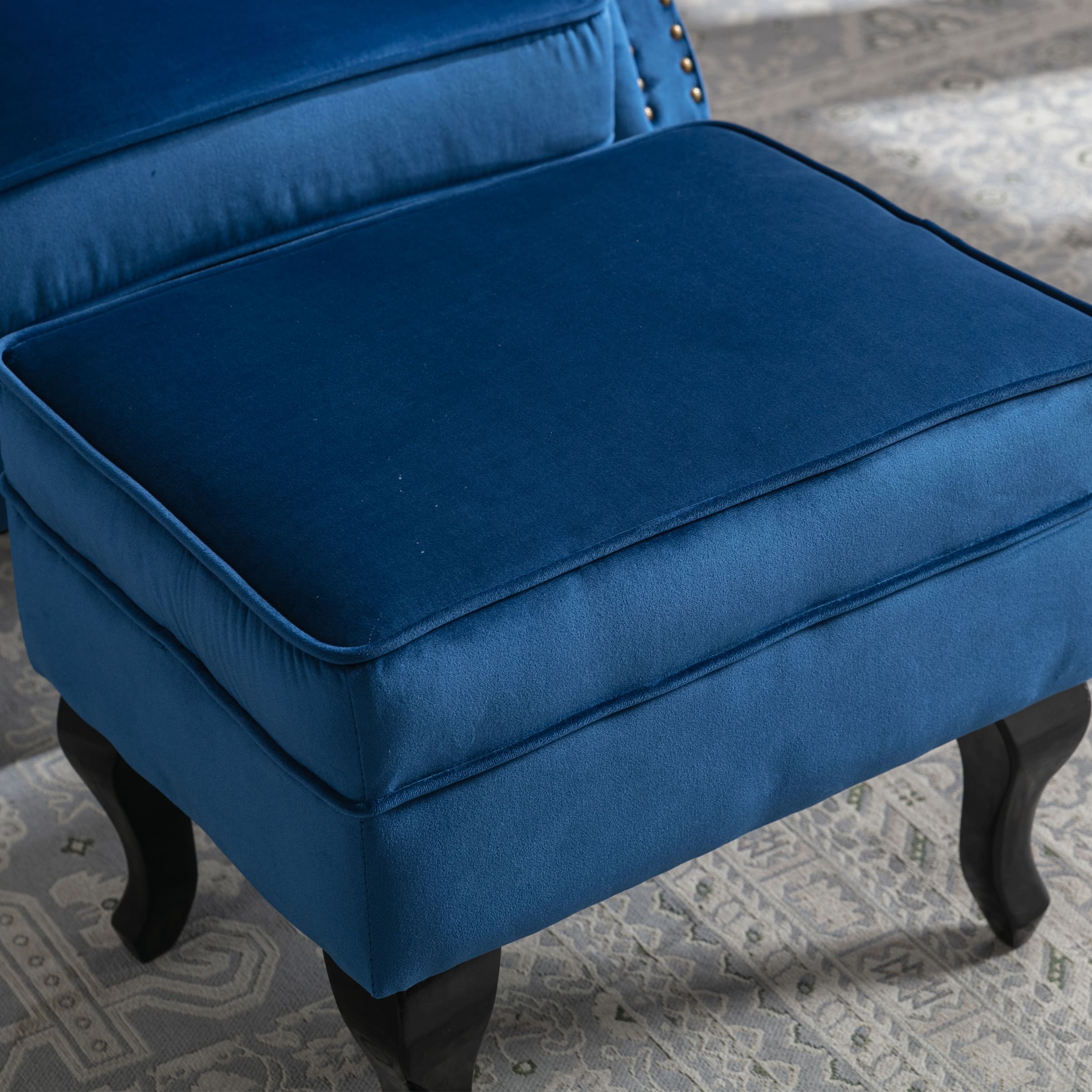 Kmax Mid Century Wingback Tufted Chair with Ottoman - XXX1AC